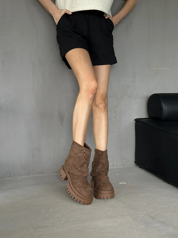 Ботинки женские экозамша шерсть