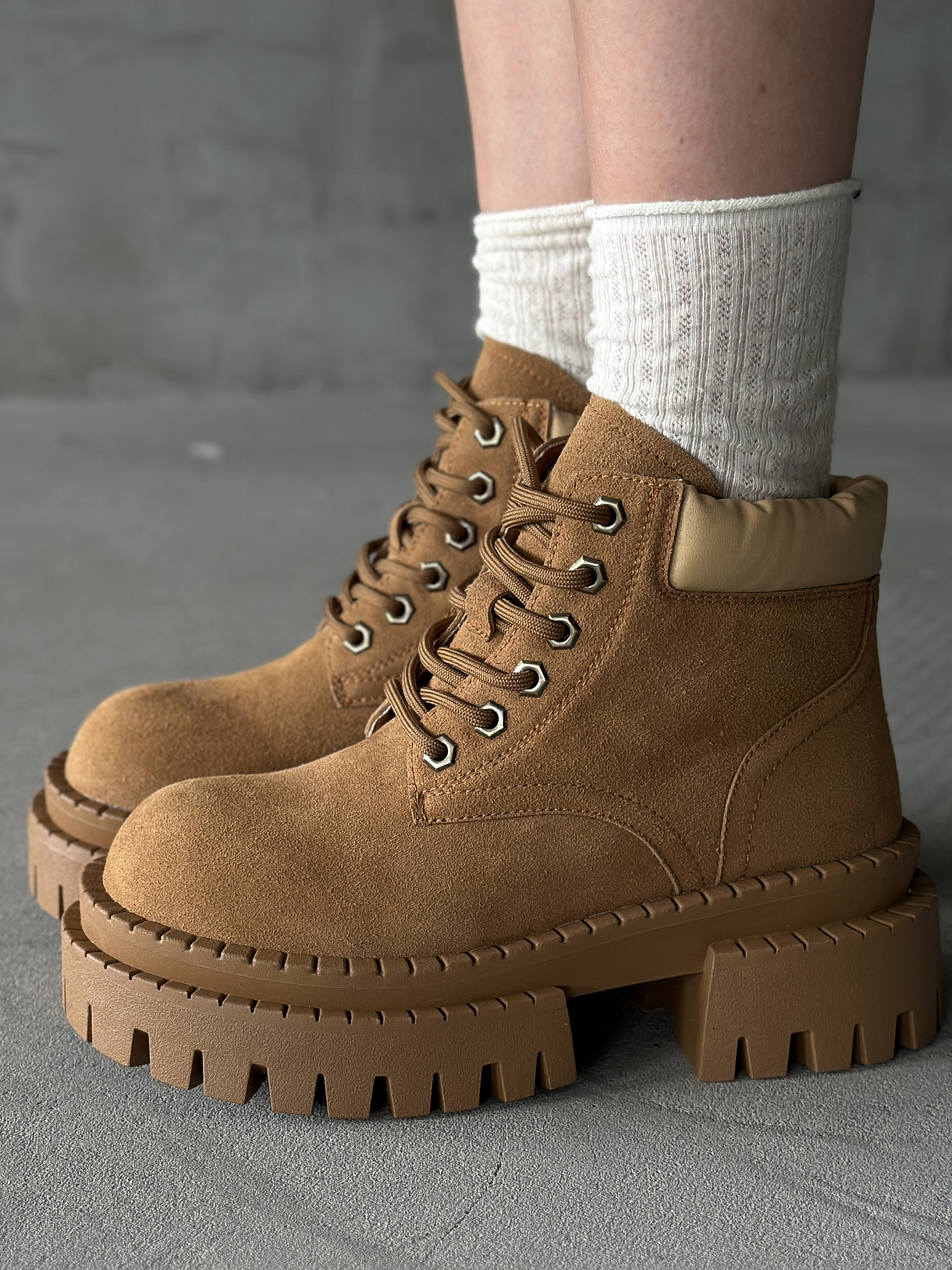 Ботинки женские натуральная замша шерсть