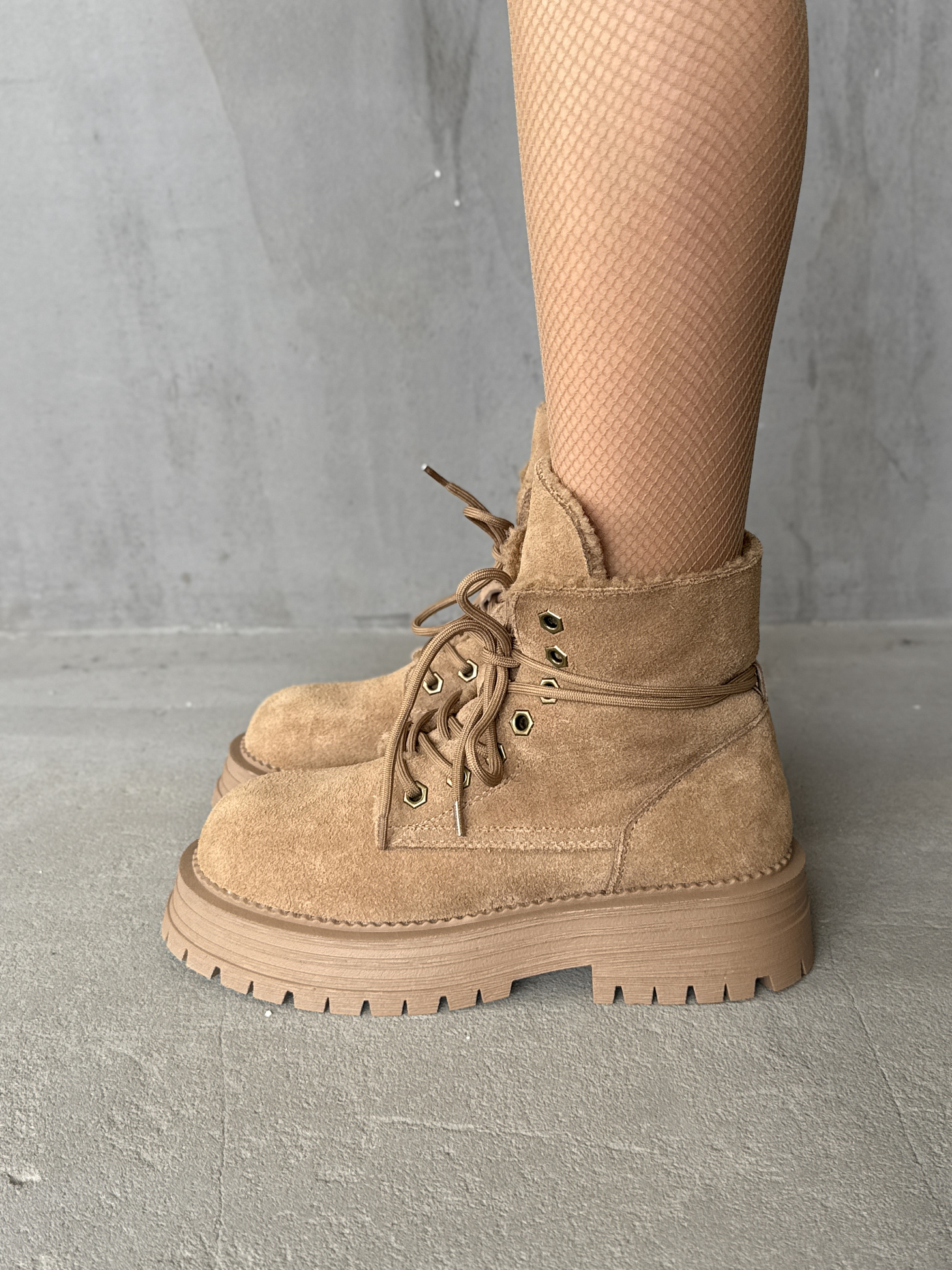 Ботинки женские натуральная замша шерсть