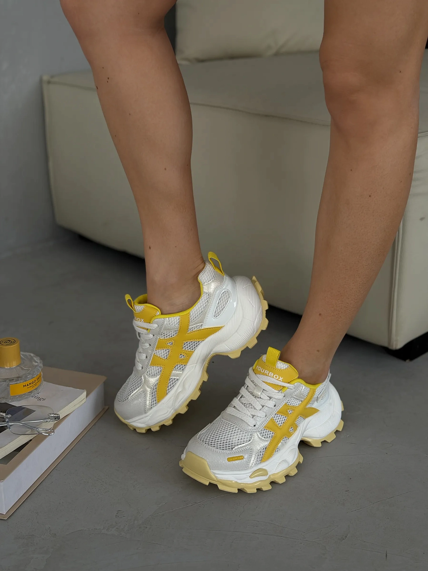 Кроссовки женские весна желтые на платформе