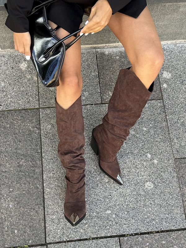 Сапоги казаки женские экозамша