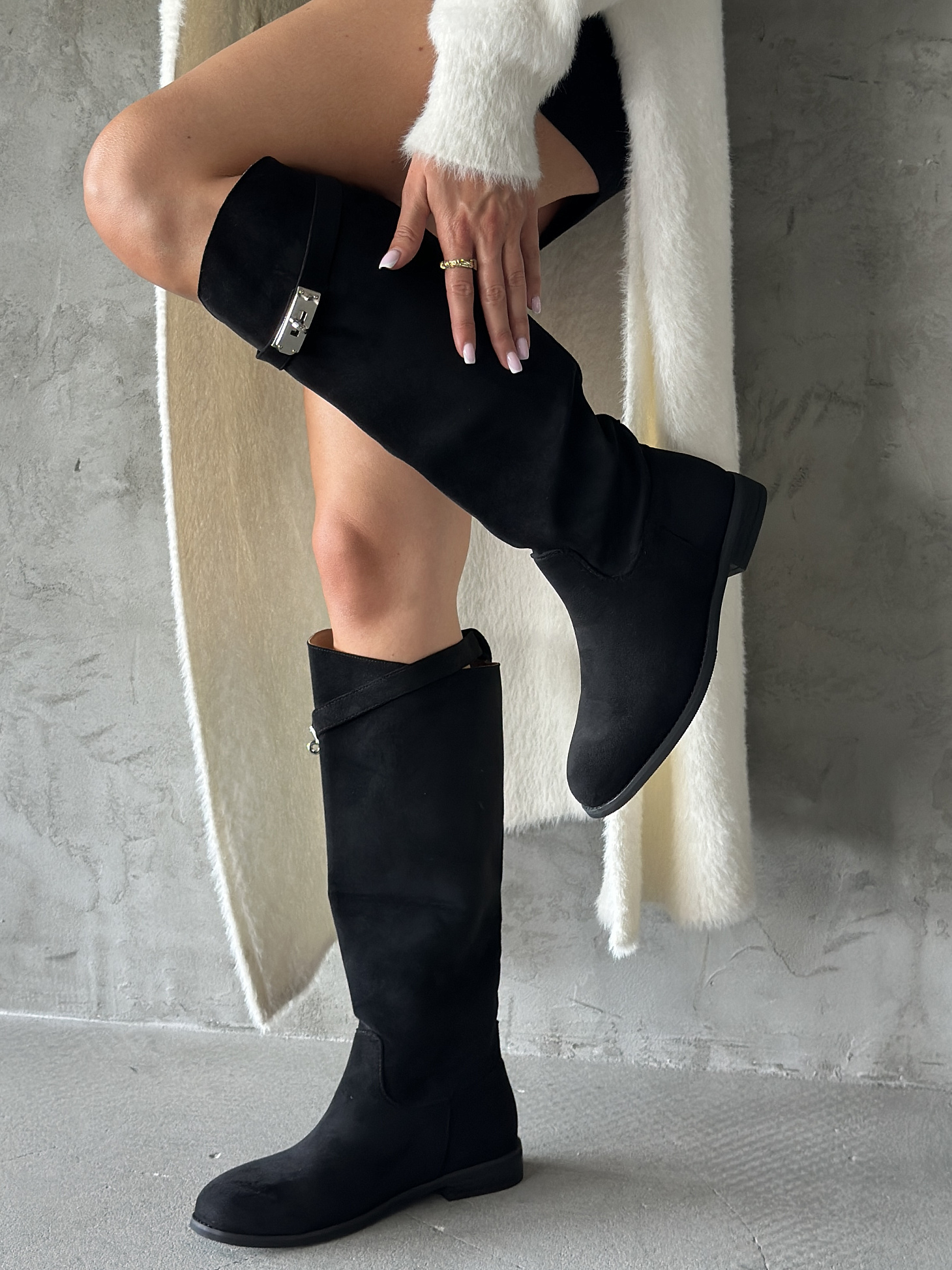 Сапоги женские экозамша