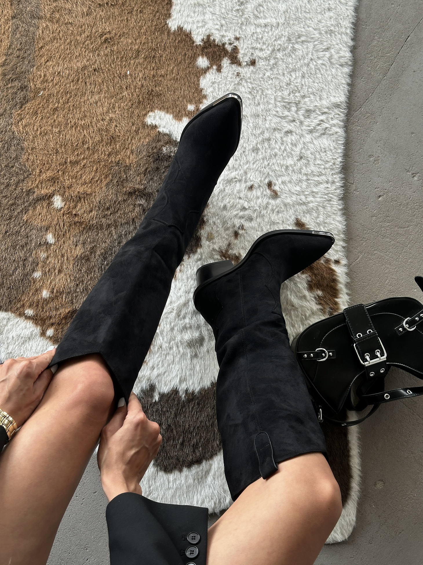 Сапоги казаки женские текстиль