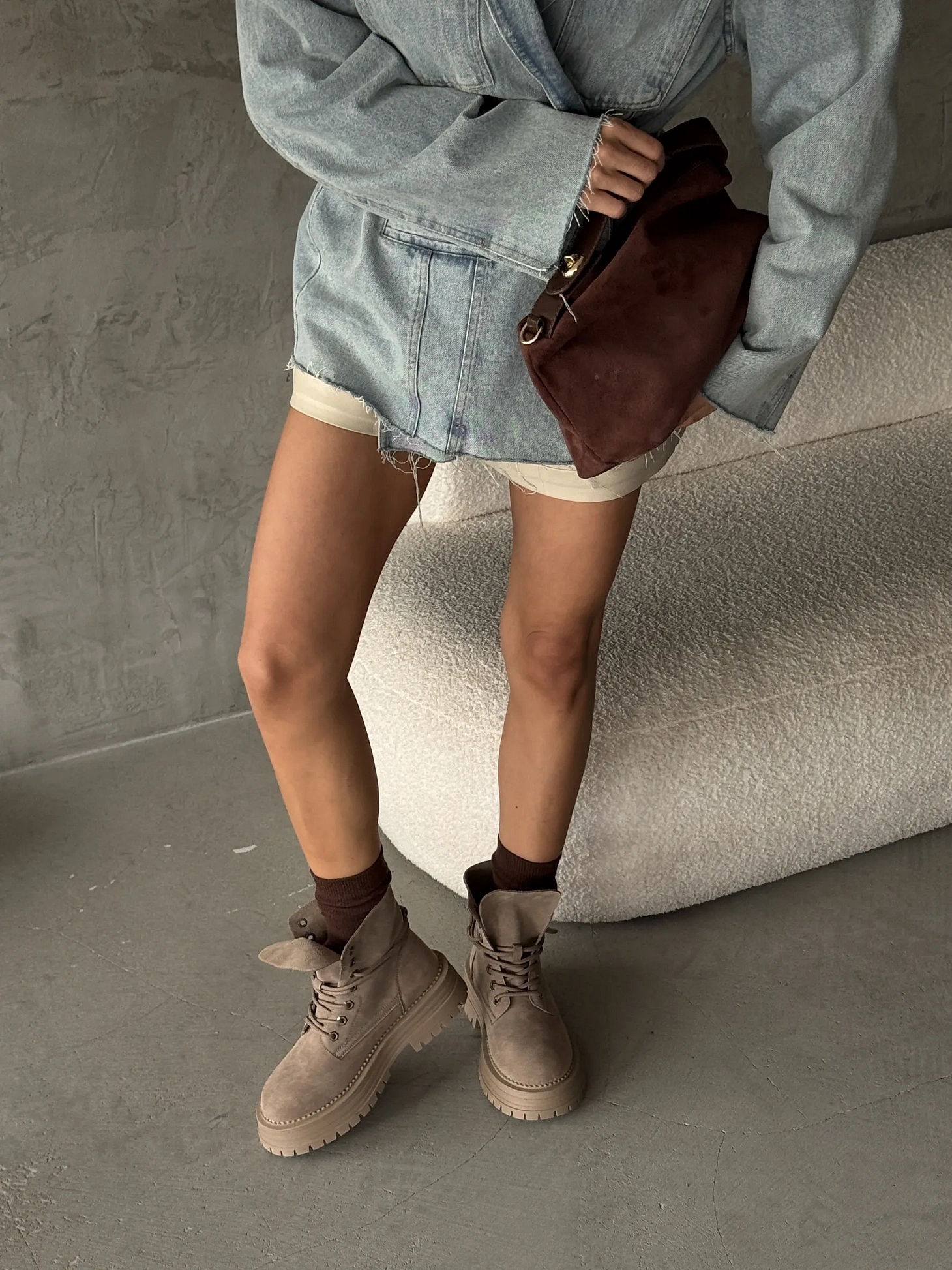 Ботинки женские натуральная замша шерсть