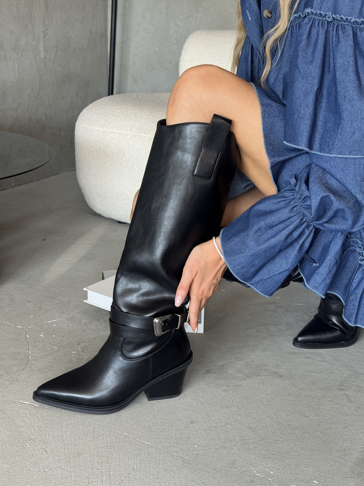 Сапоги женские экокожа шерсть