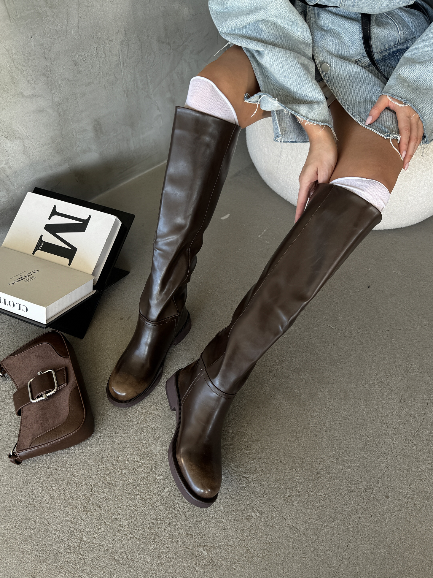 Сапоги женские экокожа шерсть