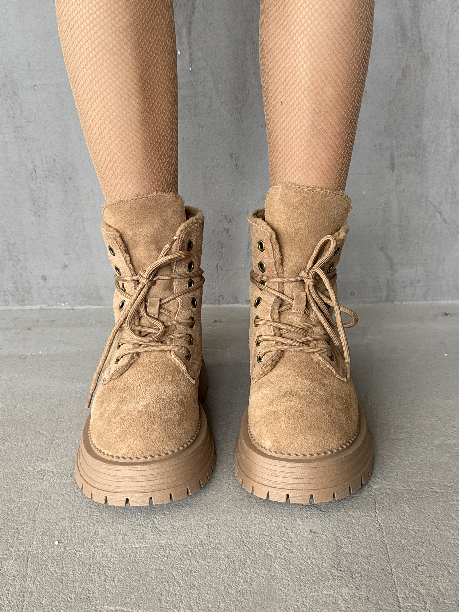 Ботинки женские натуральная замша шерсть