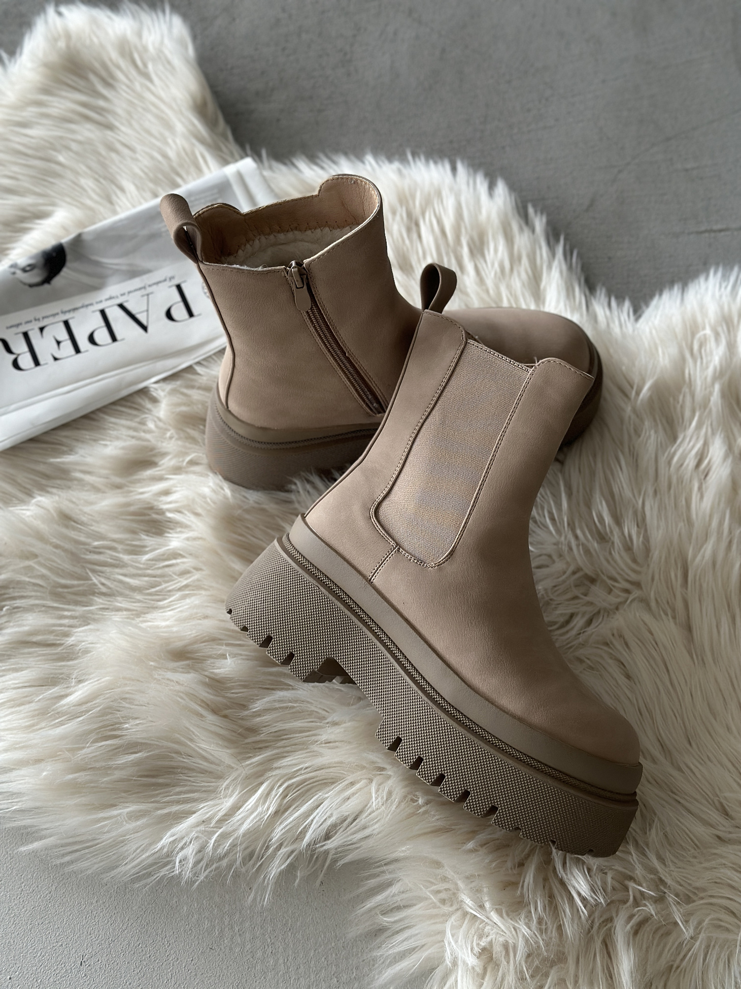 Ботинки женские экозамша шерсть