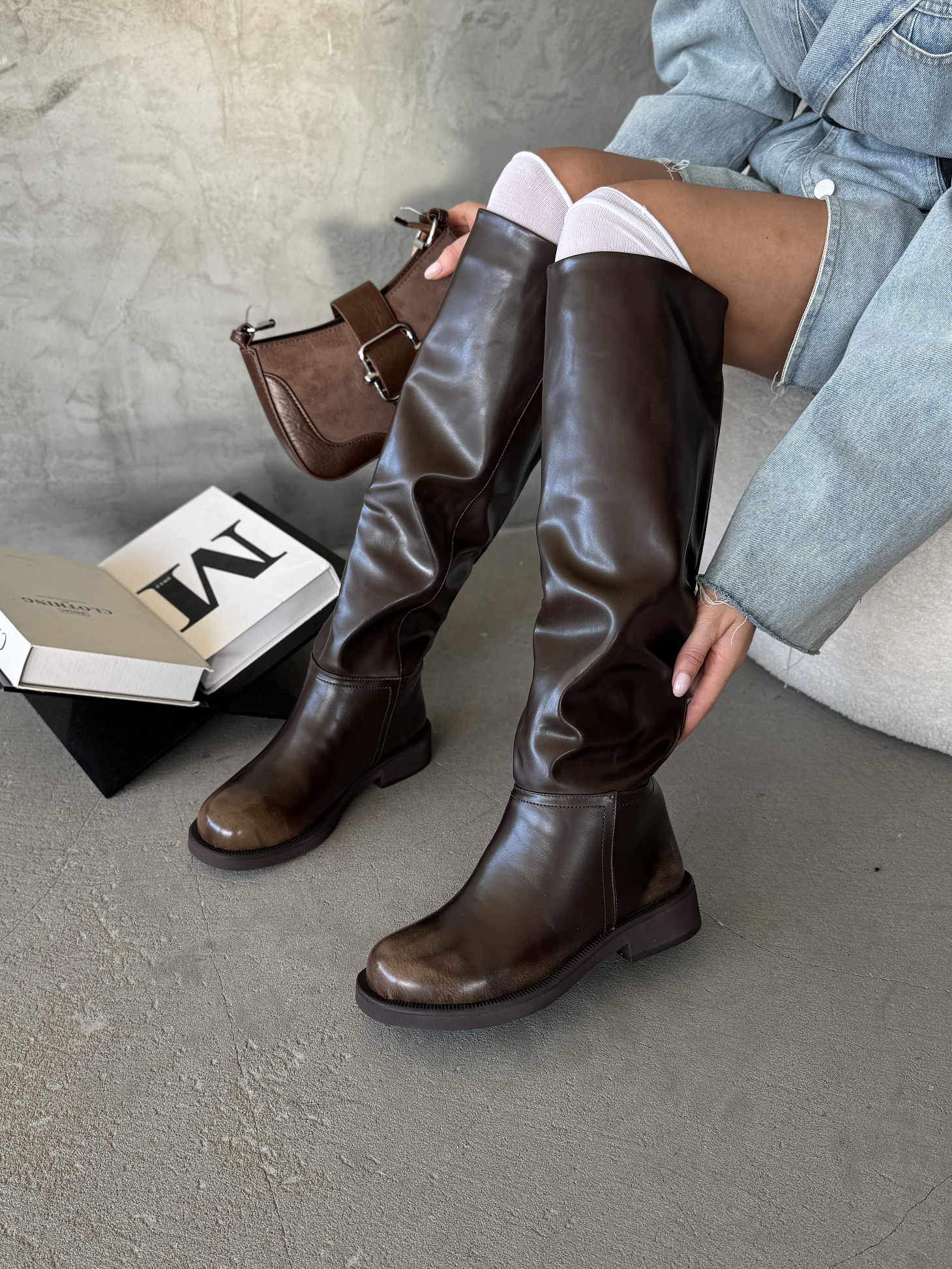 Сапоги женские экокожа шерсть