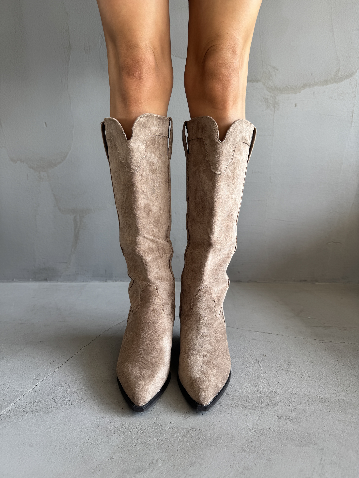 Сапоги казаки женские экозамша еврошерсть