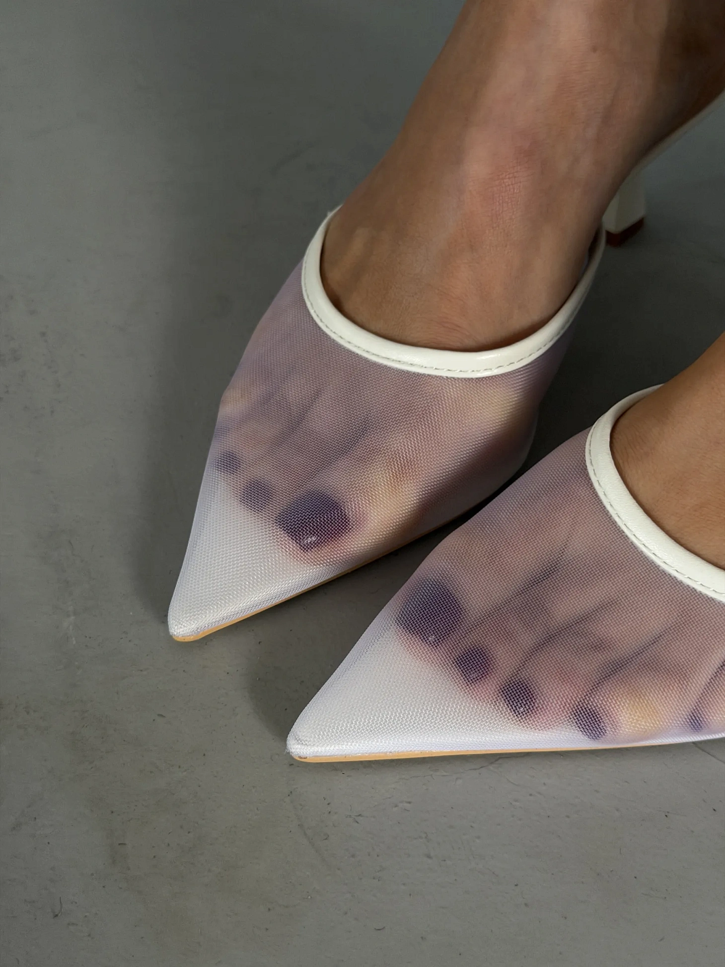 Туфли на низком каблуке мюли лодочки сетка