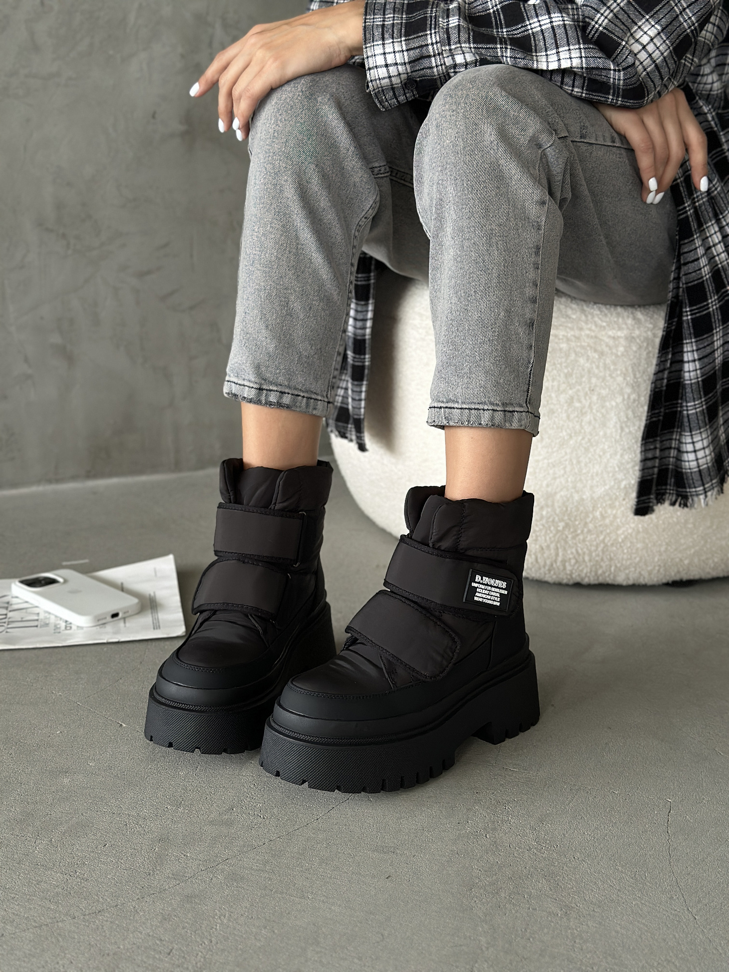 Дутики женские текстиль шерсть