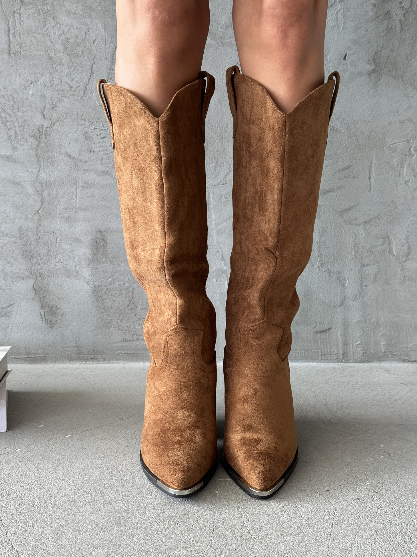 Сапоги казаки женские экозамша шерсть