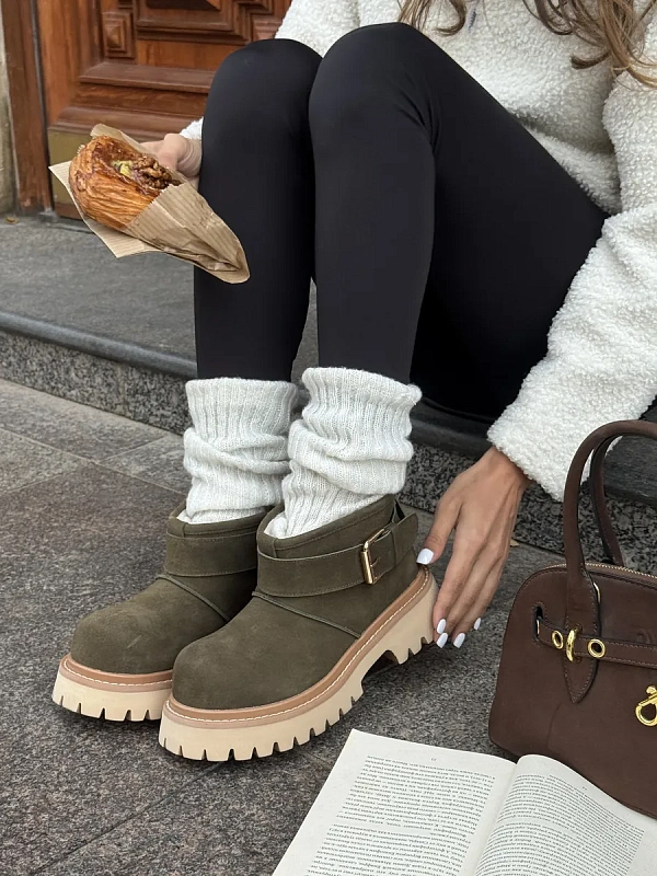 Ботинки женские натуральная замша шерсть