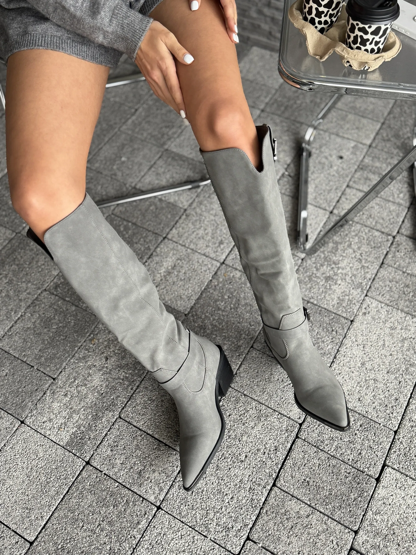 Сапоги женские экозамша