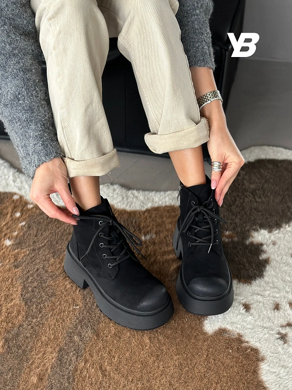 Ботинки женские экозамша шерсть