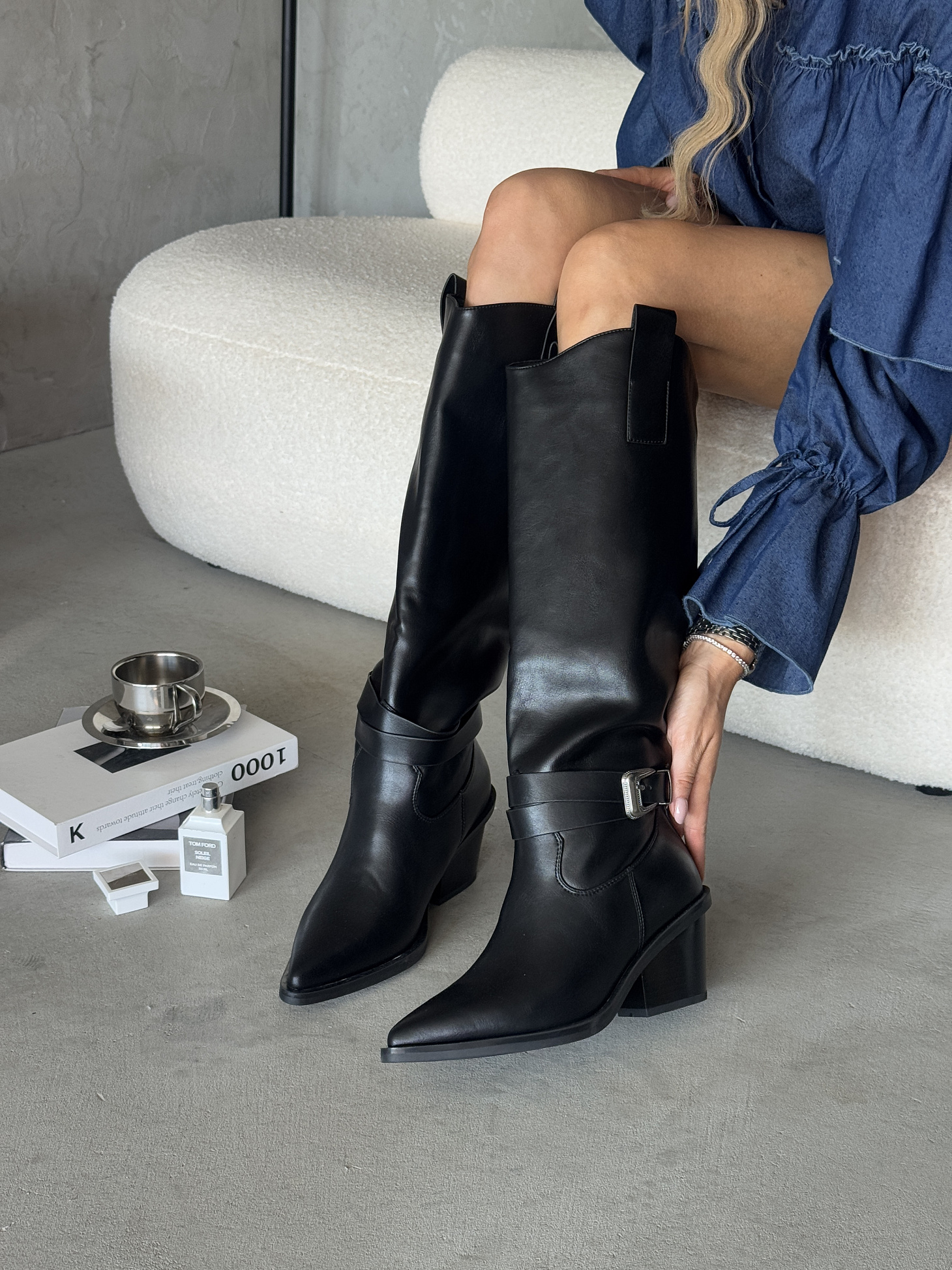 Сапоги женские экокожа шерсть