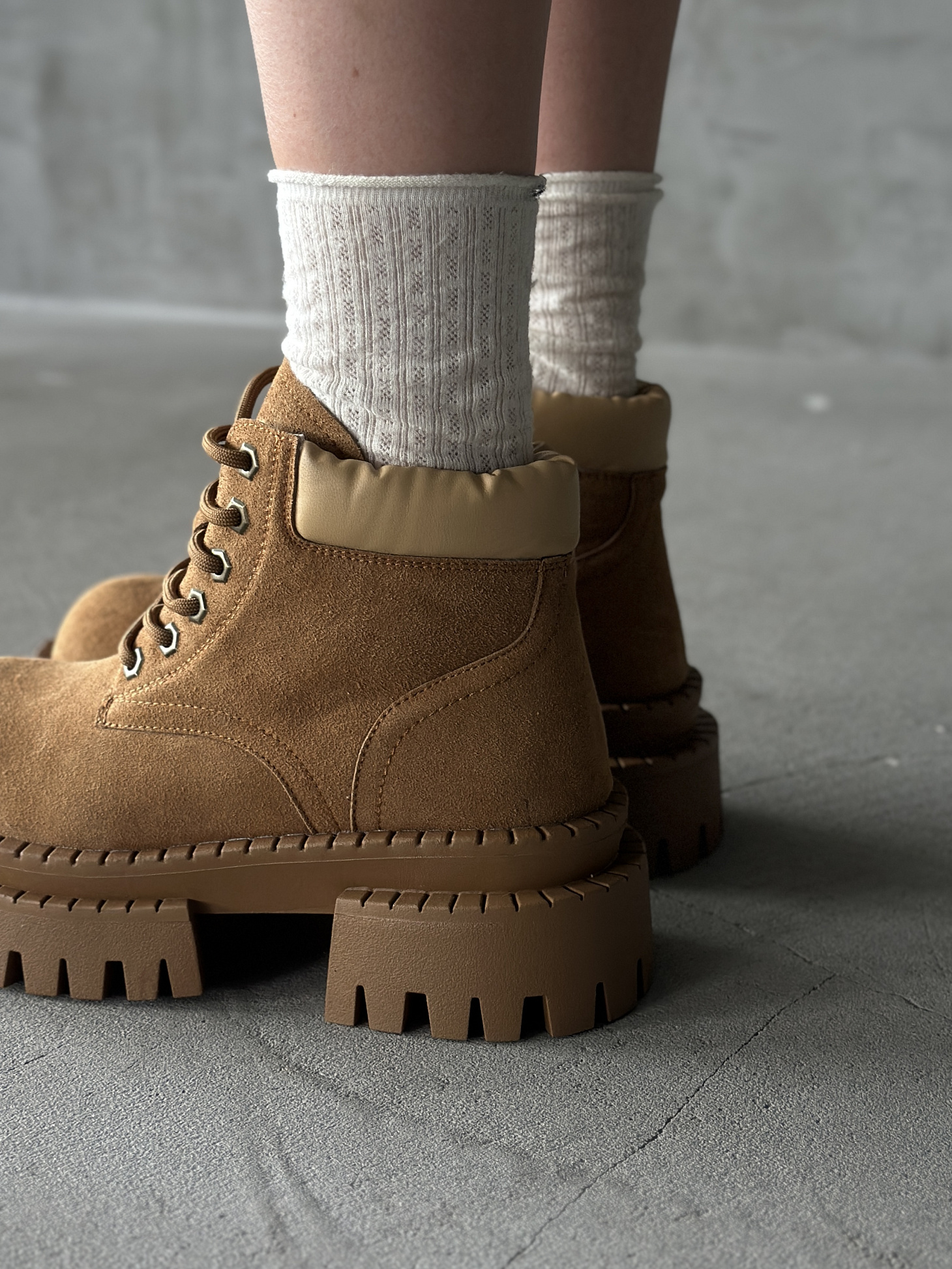 Ботинки женские натуральная замша шерсть