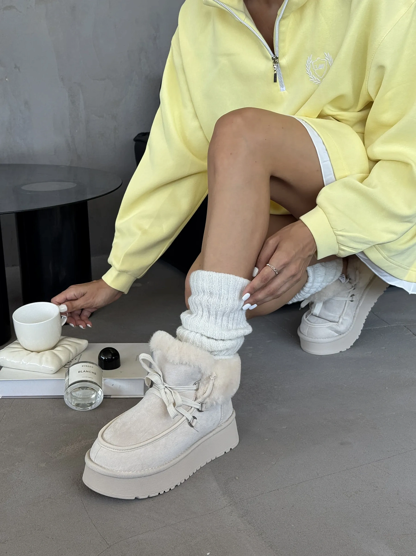 Ботинки женские экозамша шерсть