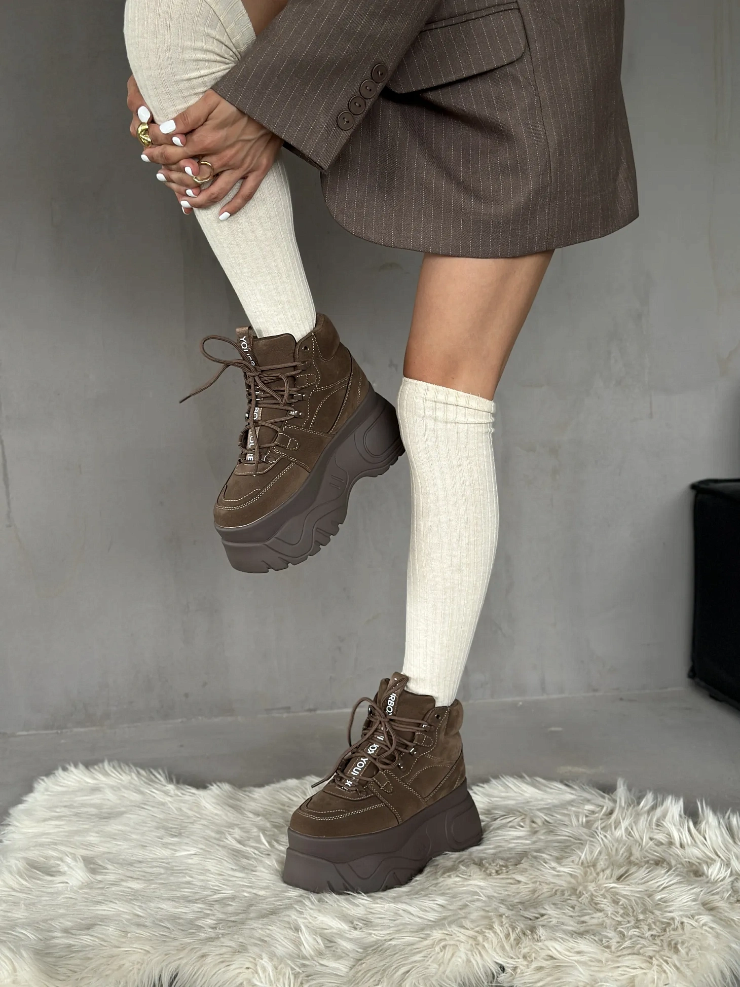 Ботинки женские экозамша