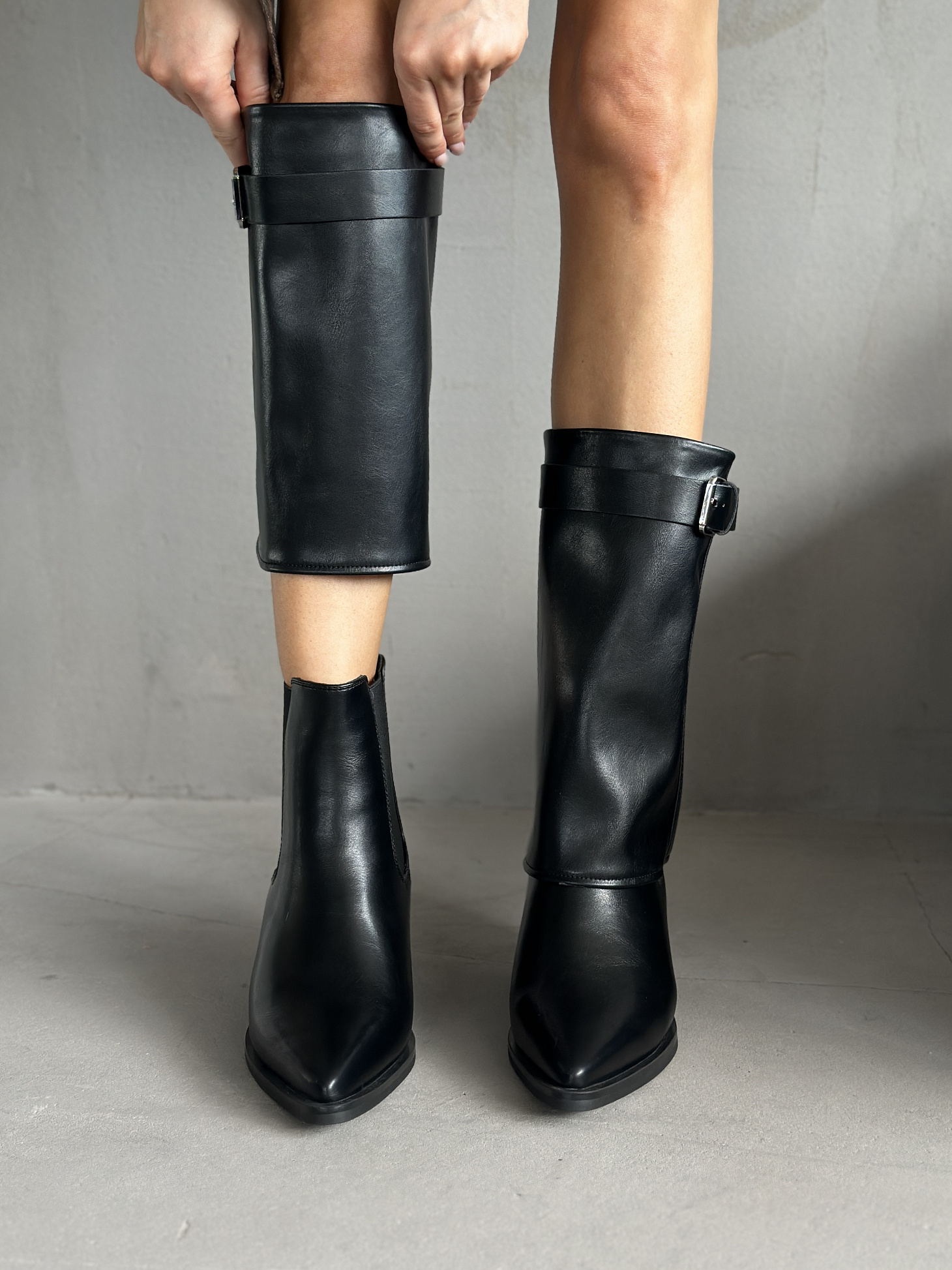 Сапоги-трансформеры женские экокожа шерсть