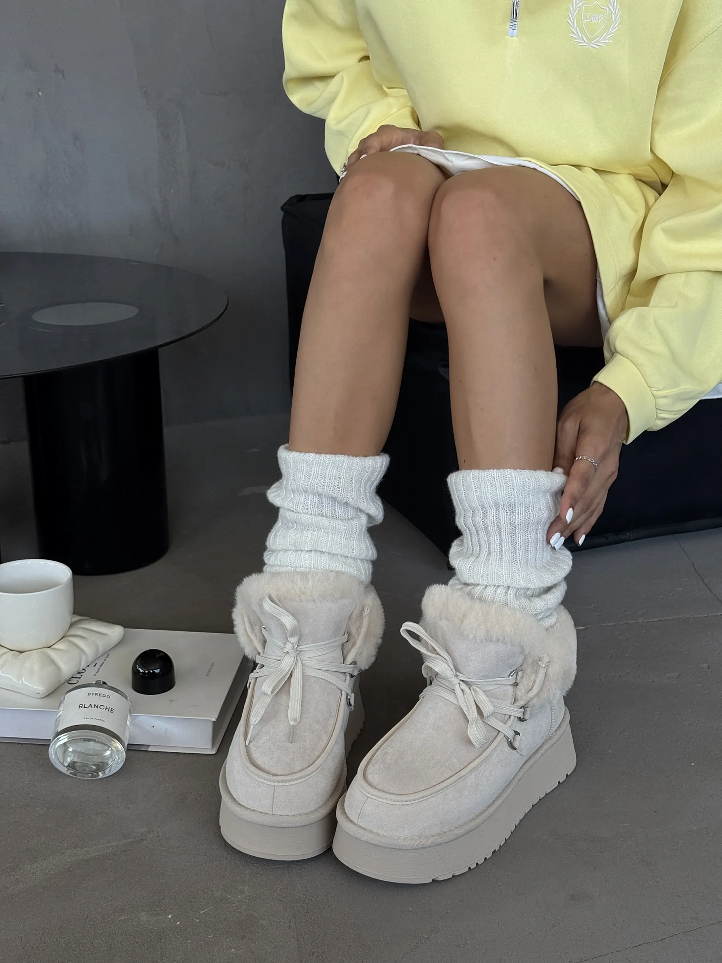 Ботинки женские экозамша шерсть