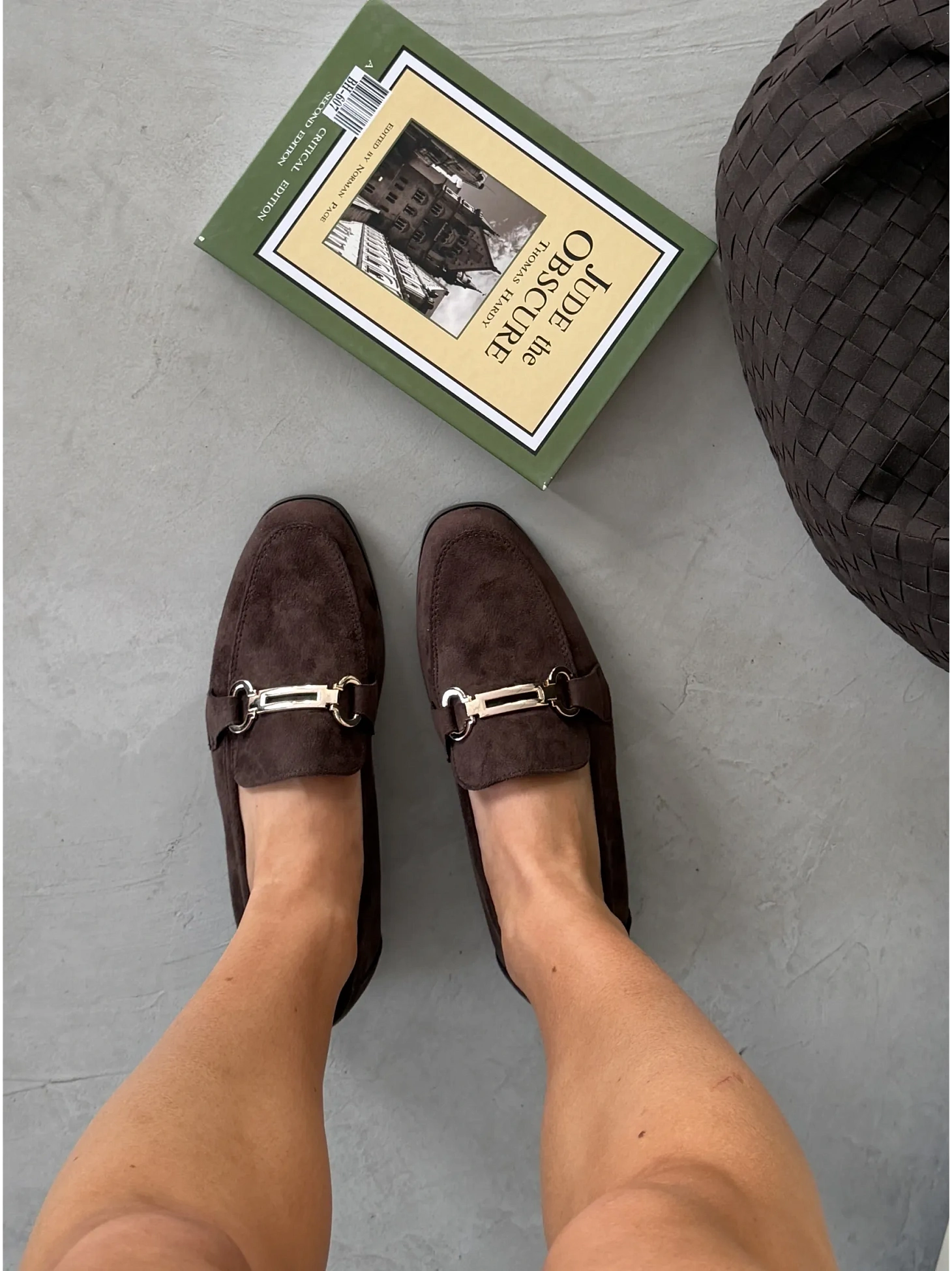 Лоферы женские замшевые коричневые летние