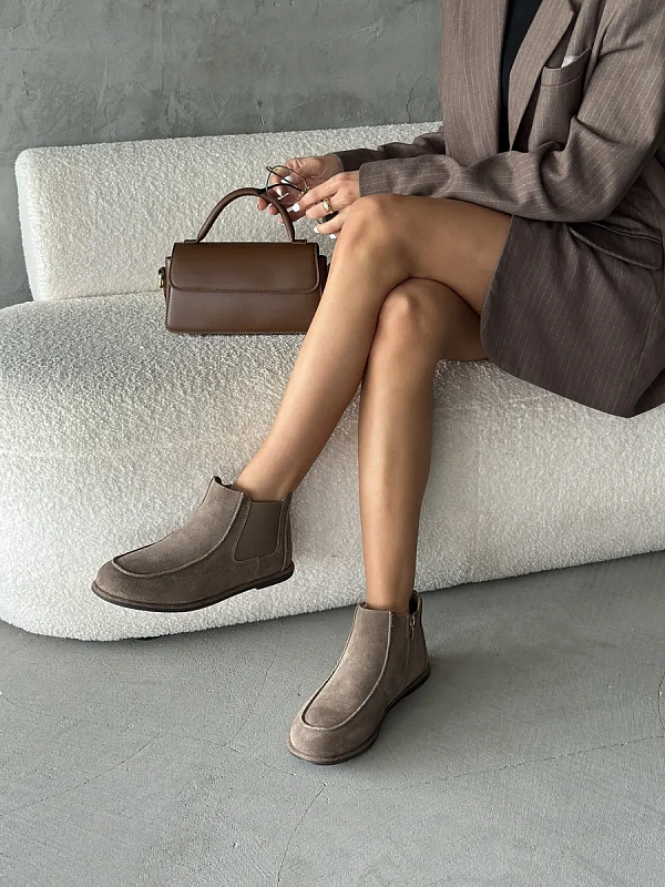 Ботинки женские натуральная замша шерсть
