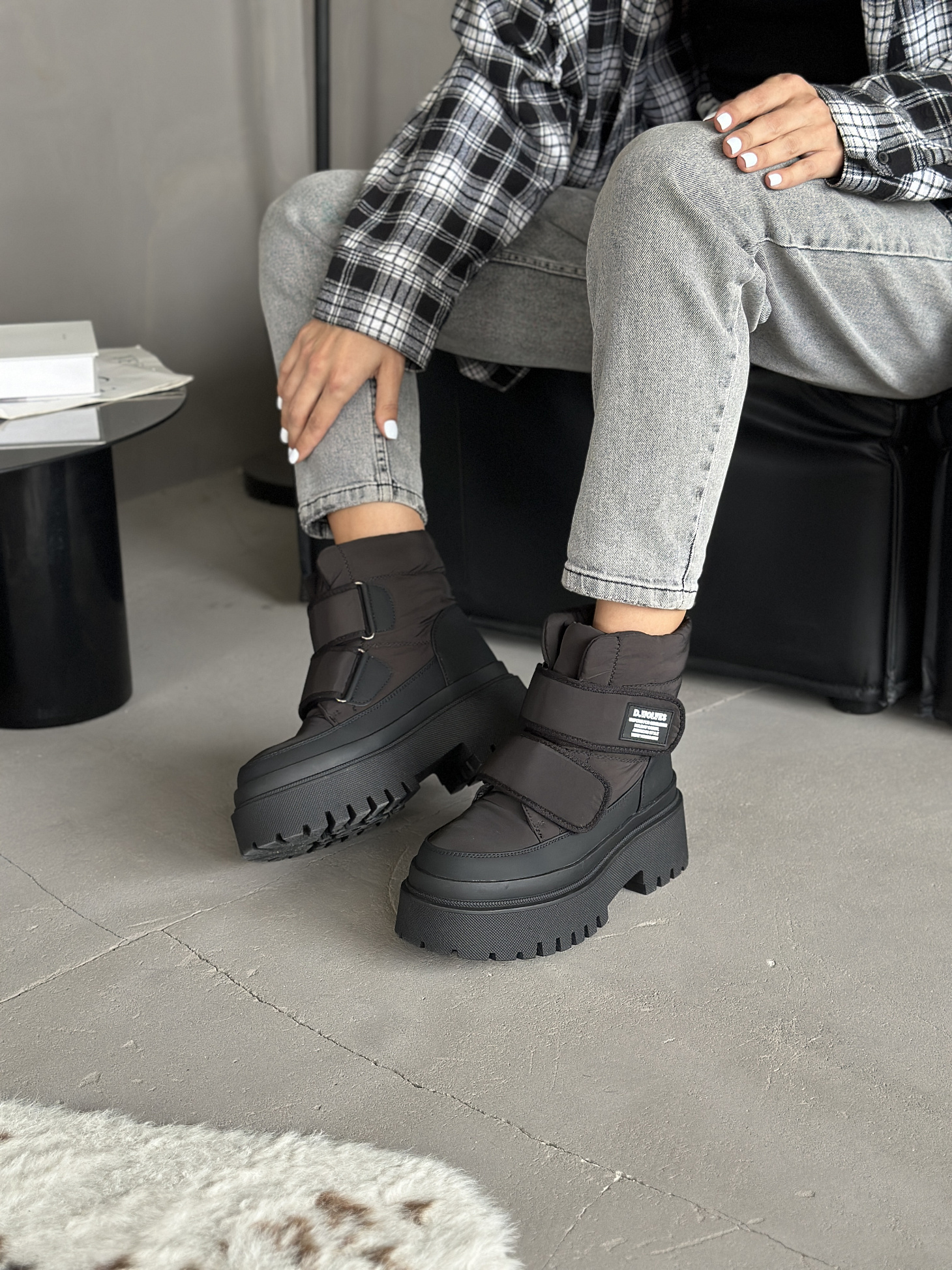 Дутики женские текстиль шерсть