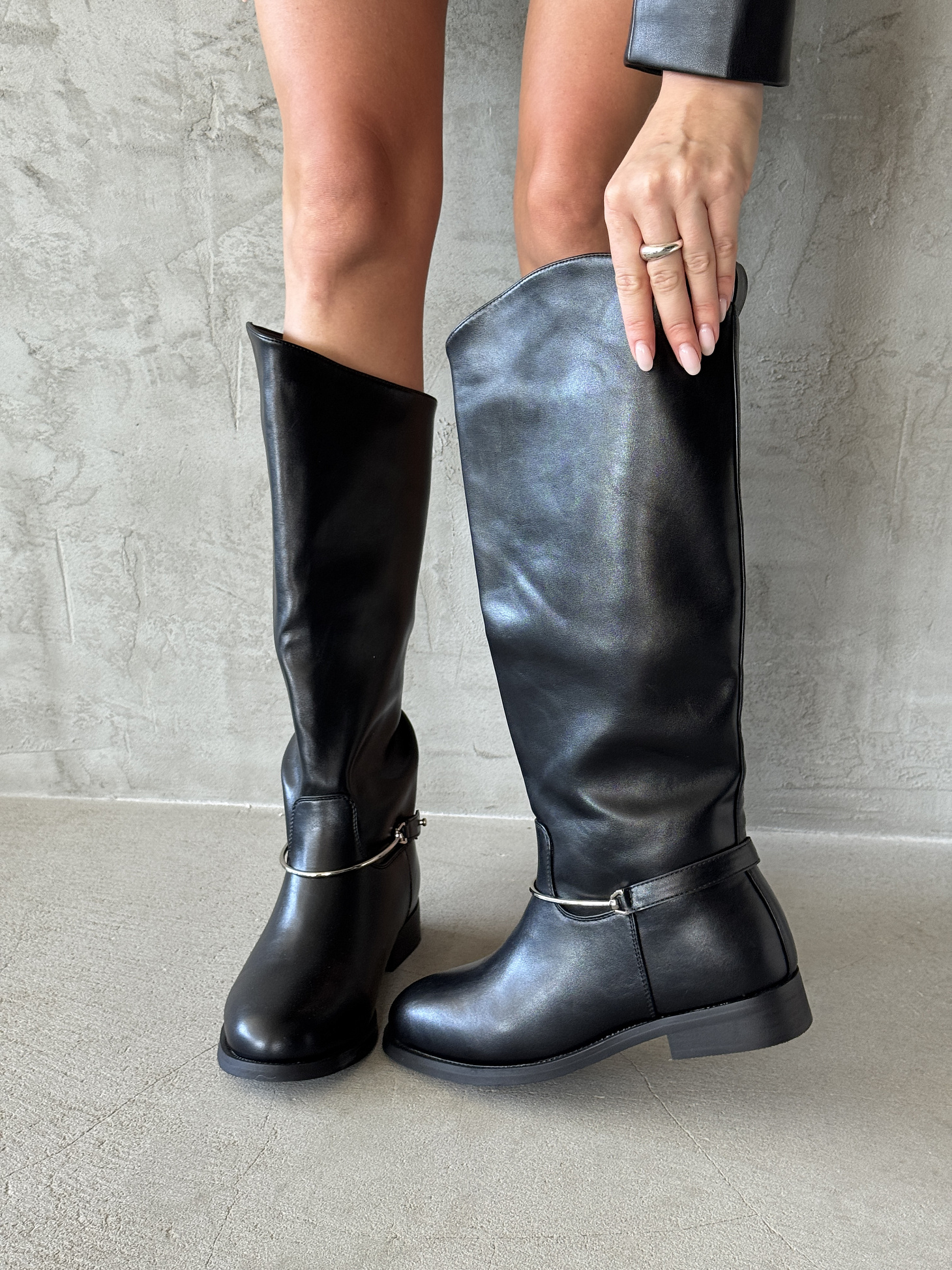 Сапоги женские экокожа шерсть