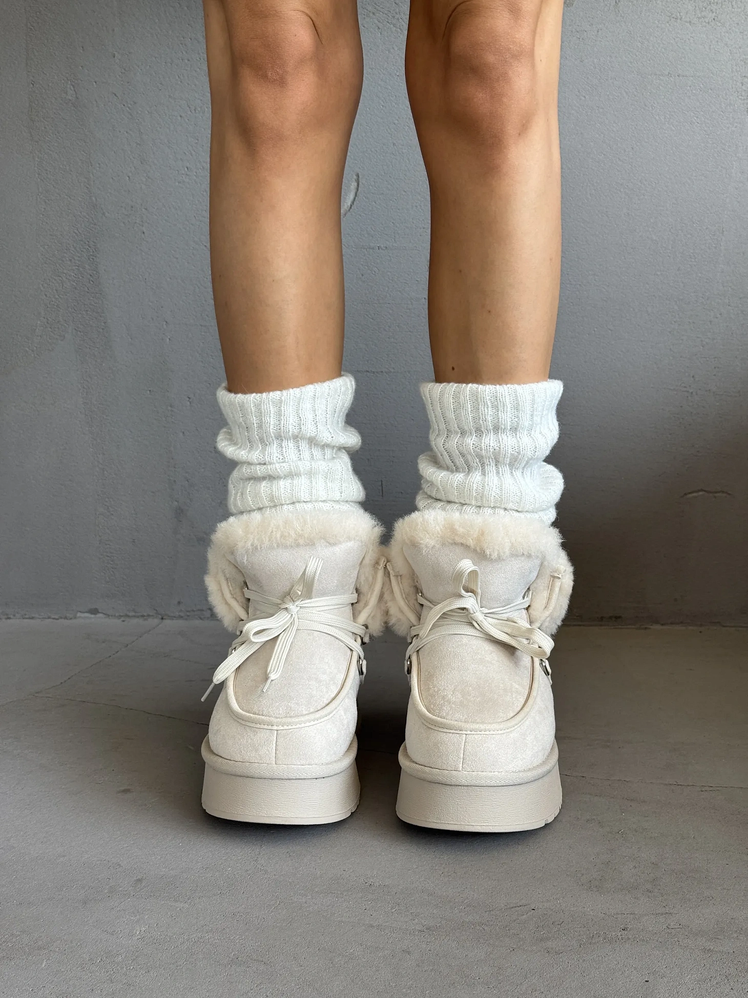 Ботинки женские экозамша шерсть