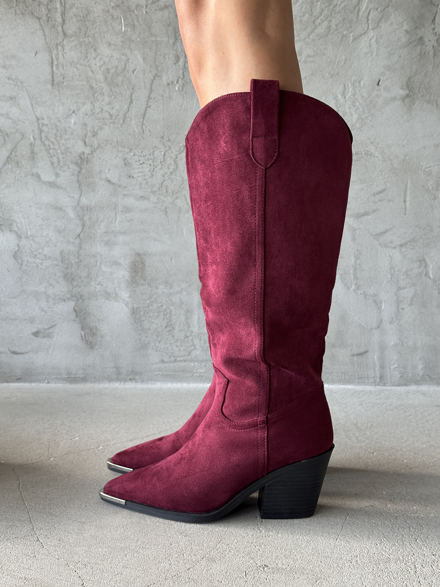 Сапоги казаки женские экозамша шерсть