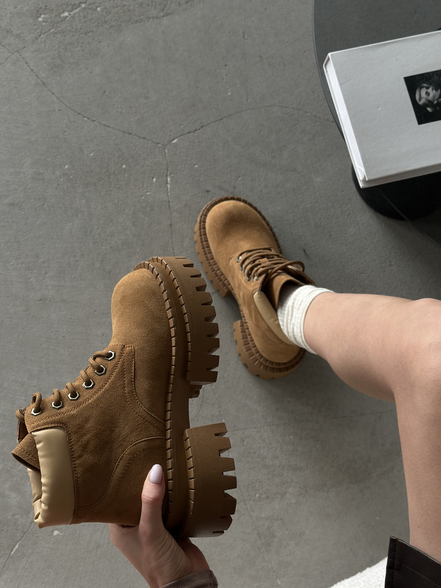 Ботинки женские натуральная замша шерсть