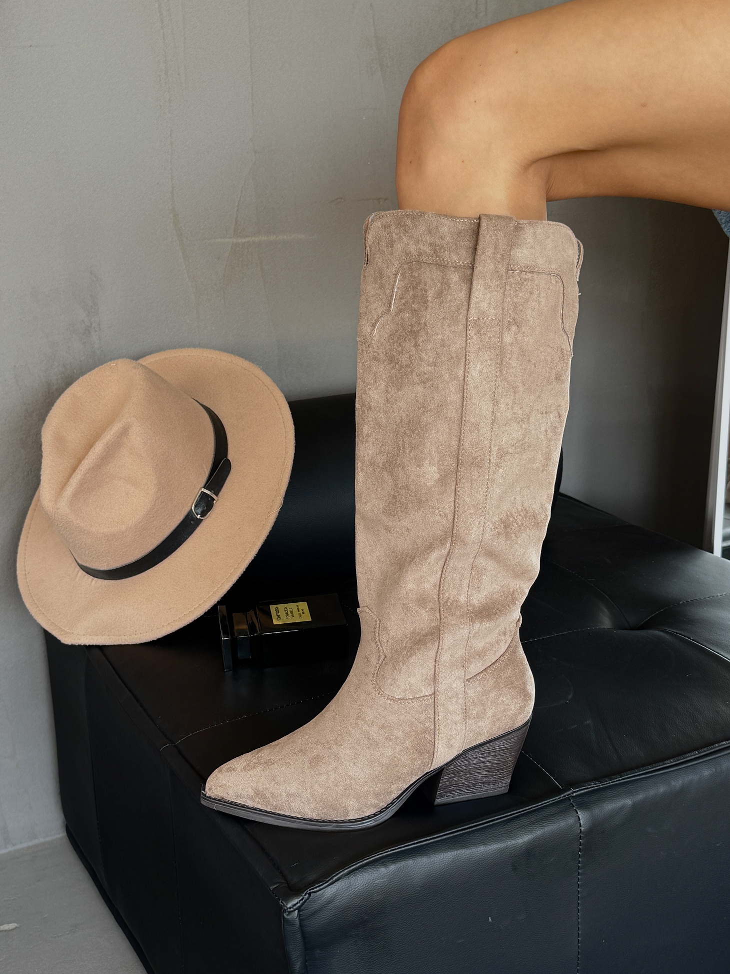 Сапоги казаки женские экозамша еврошерсть