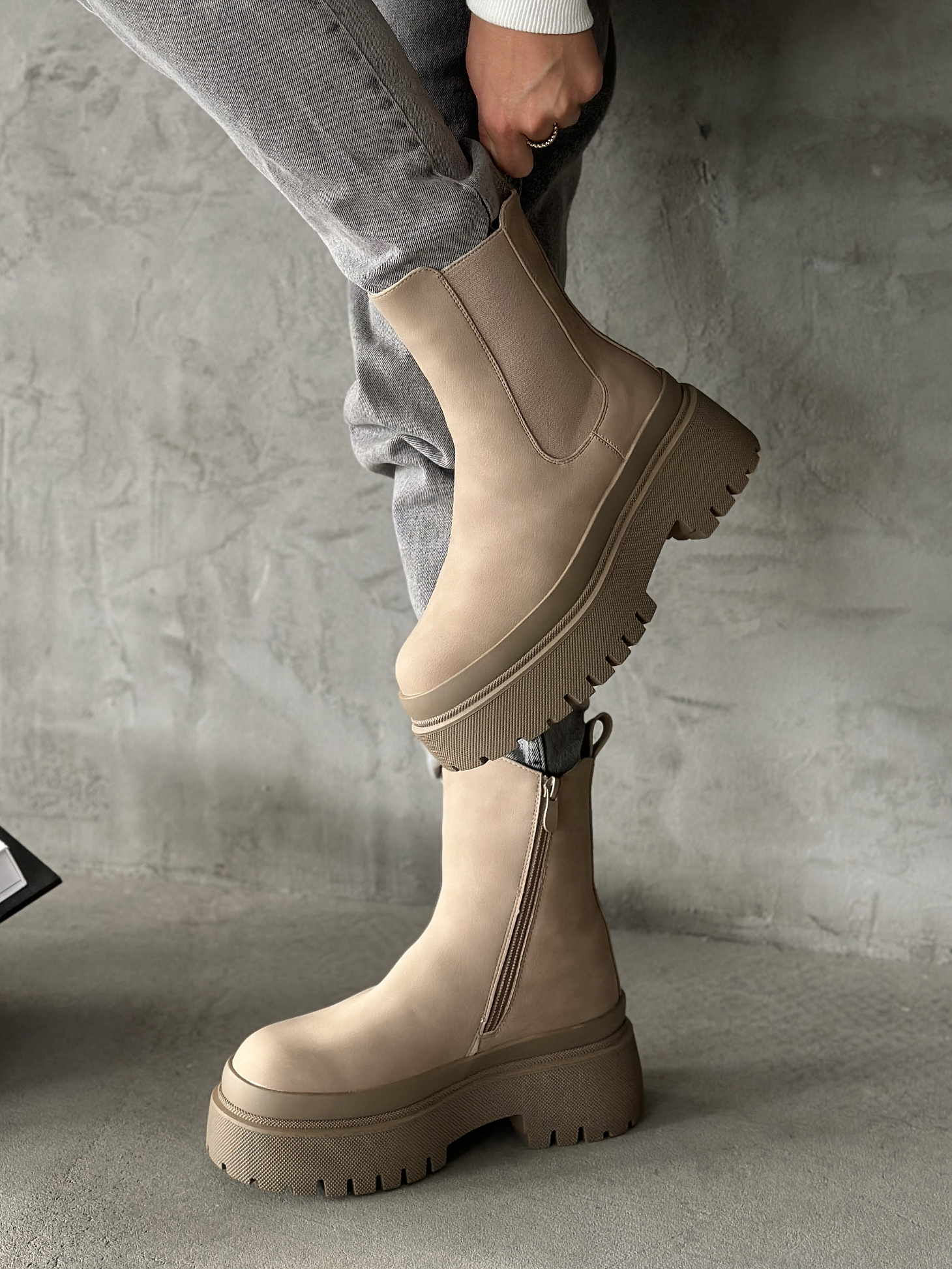 Ботинки женские экозамша шерсть