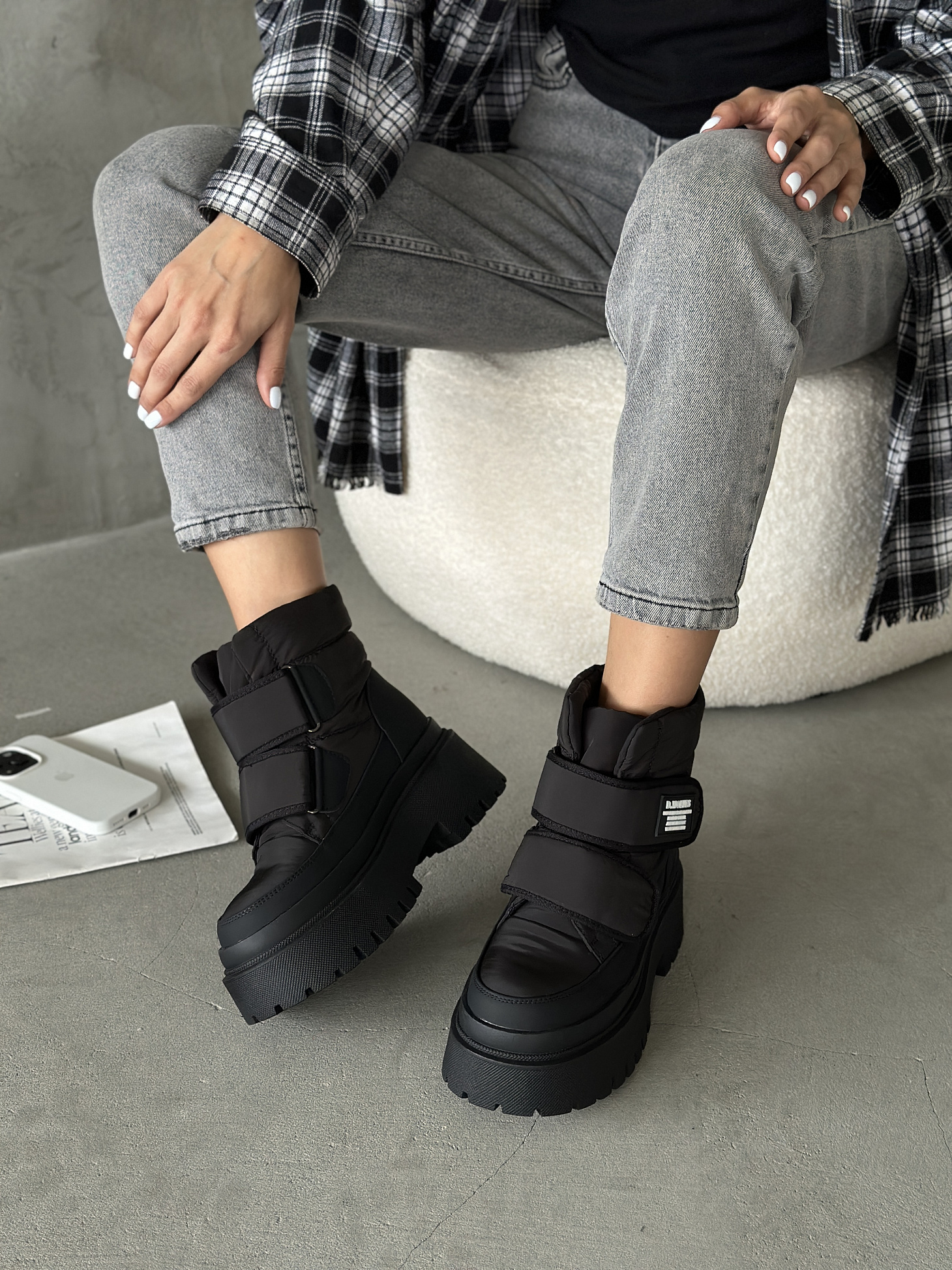 Дутики женские текстиль шерсть