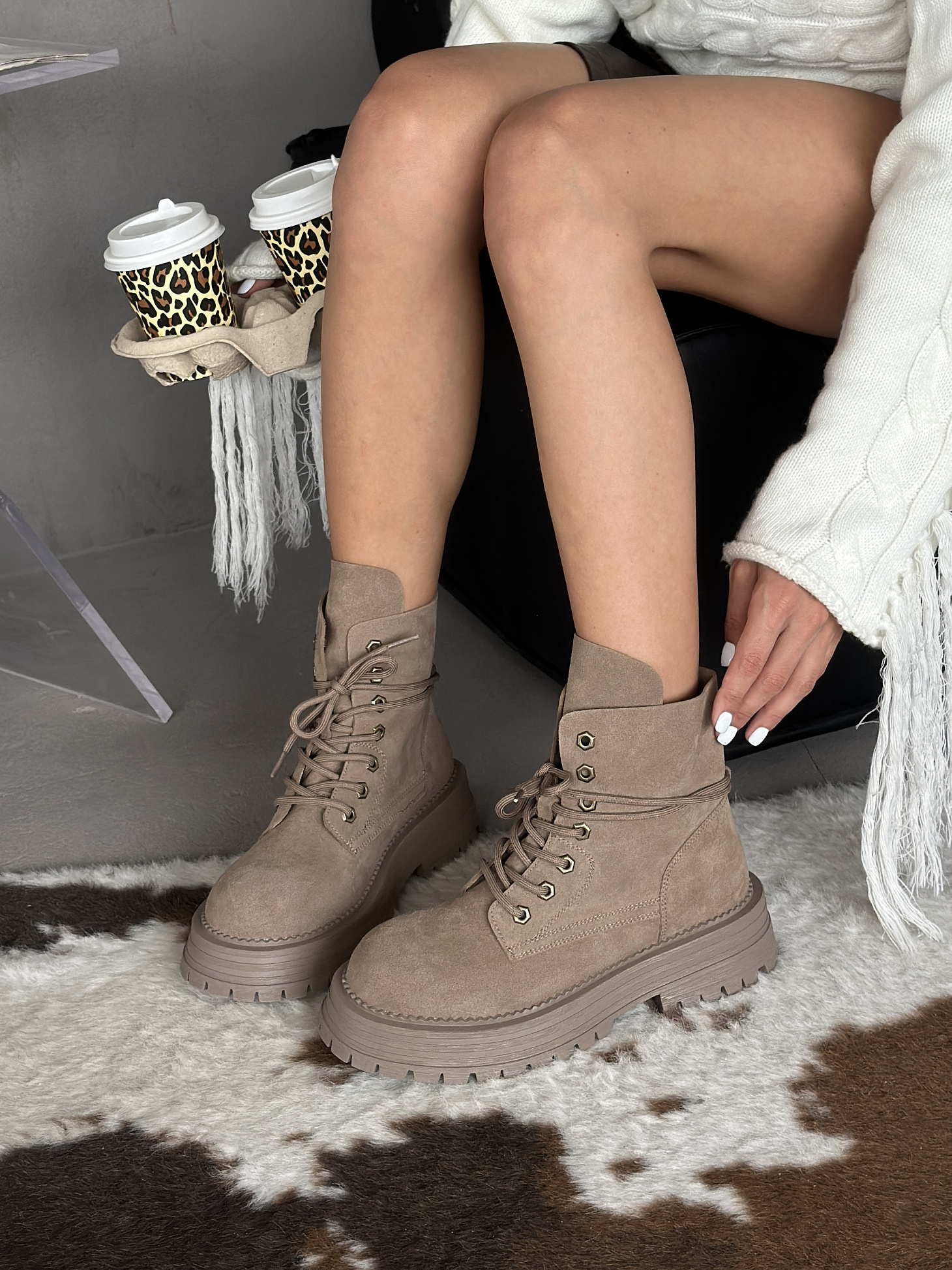 Ботинки женские натуральная замша