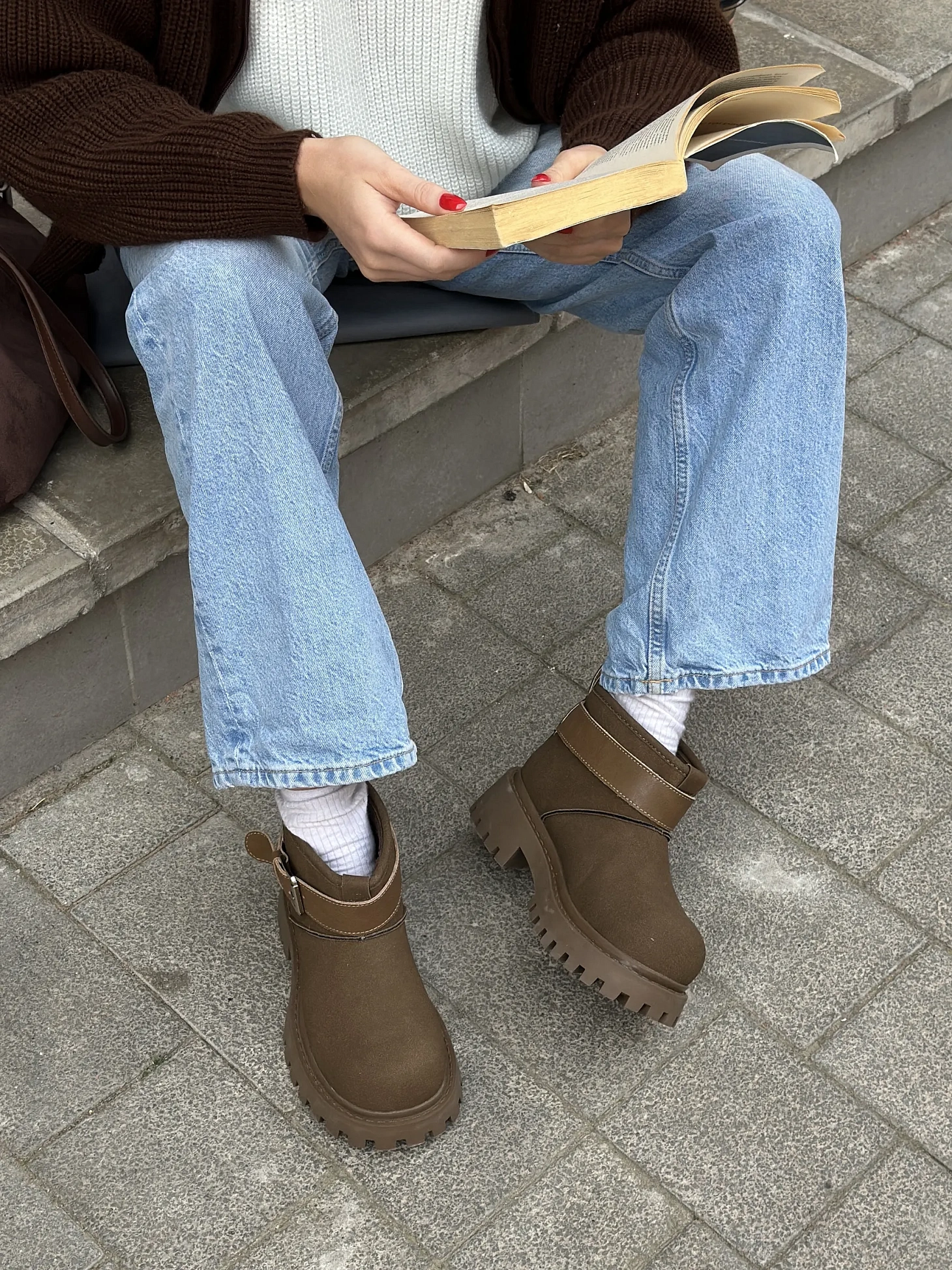 Ботинки женские текстиль экомех