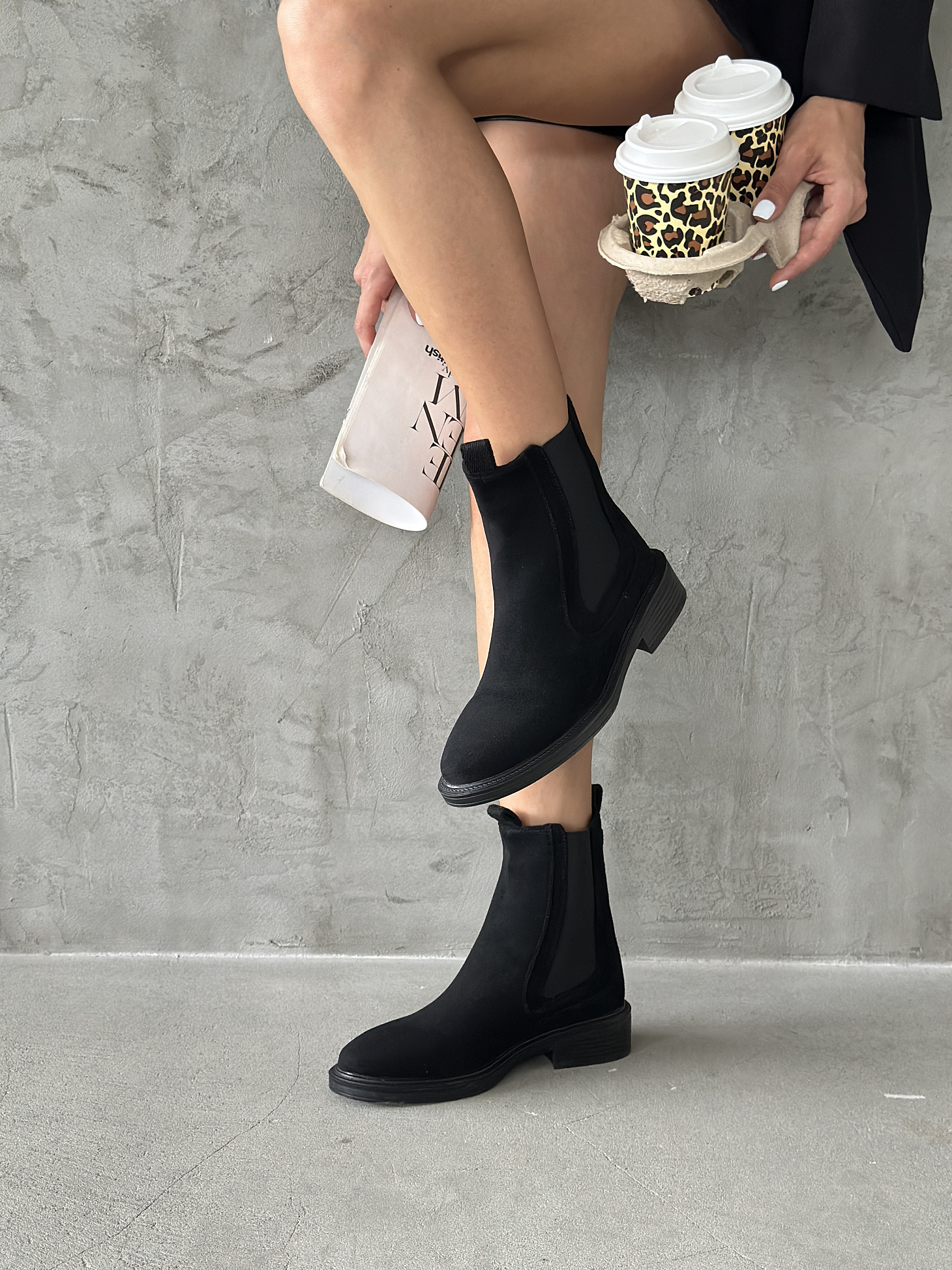 Ботинки женские экозамша