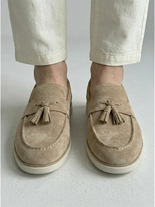 Замшевые лоферы мужские классические на платформе