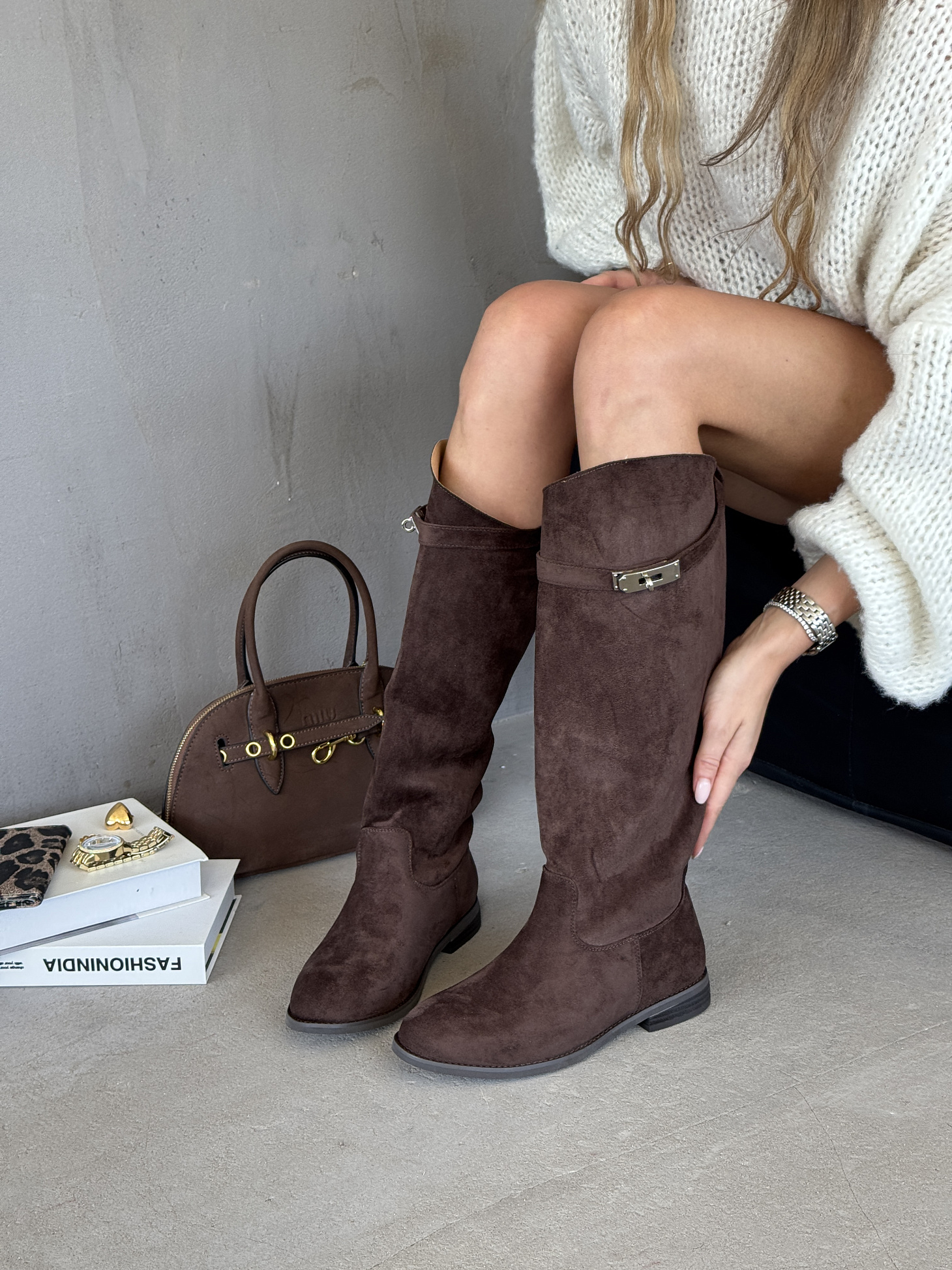 Сапоги женские экозамша