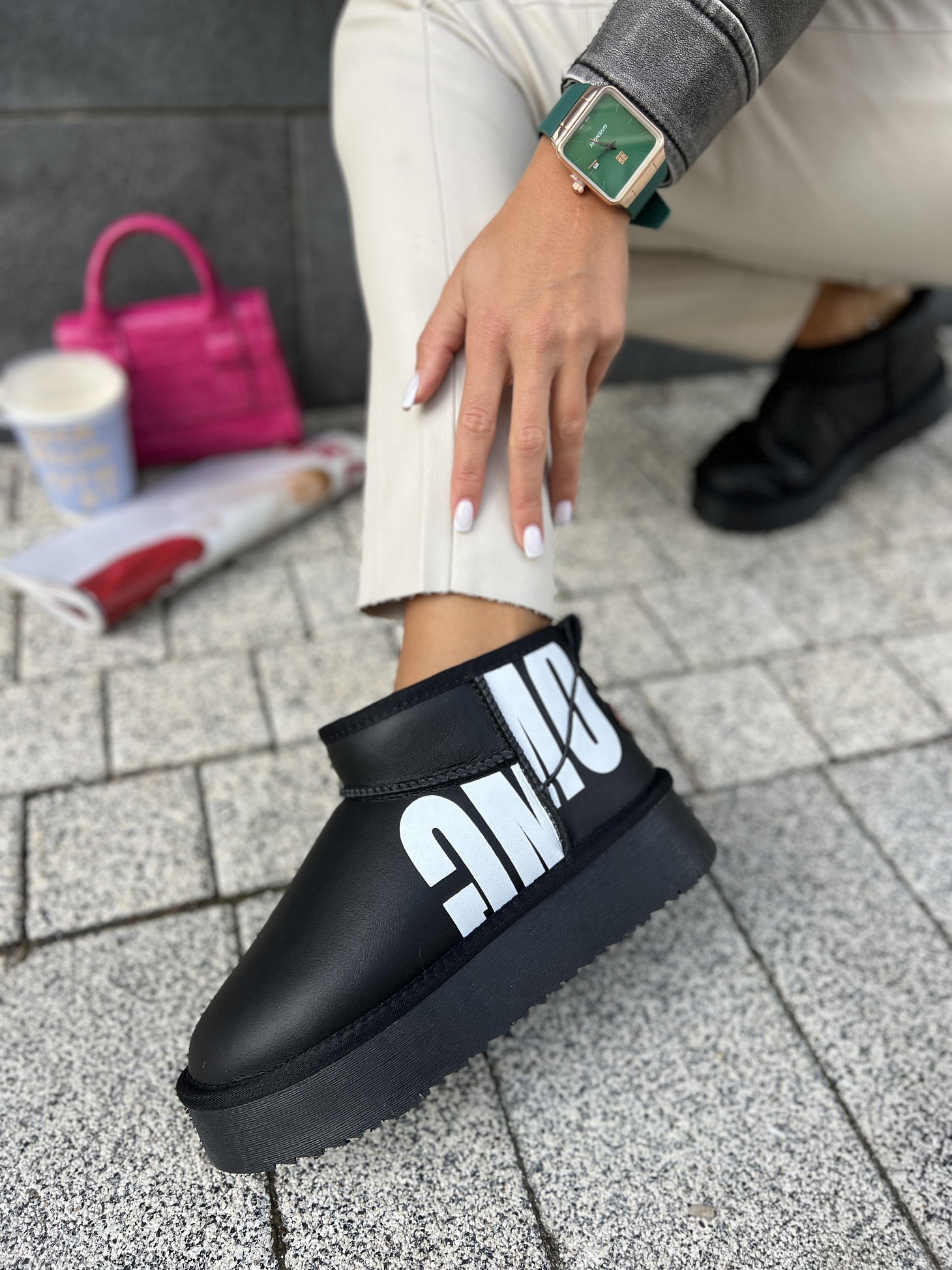 Угги женские кожа шерсть