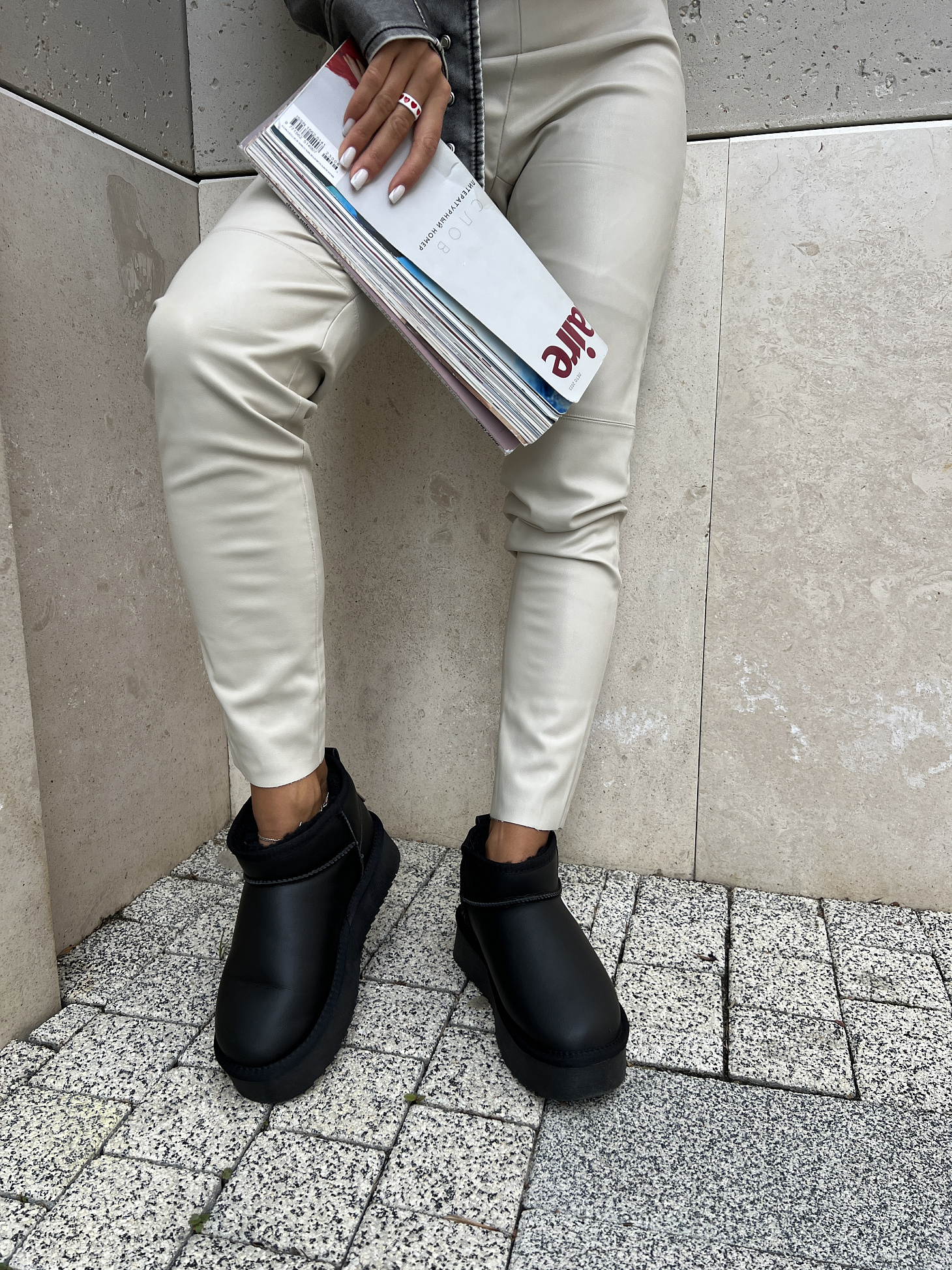 Угги женские кожа шерсть