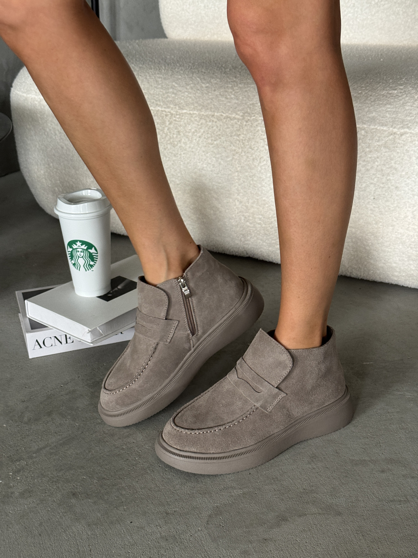 Ботинки женские натуральная замша шерсть