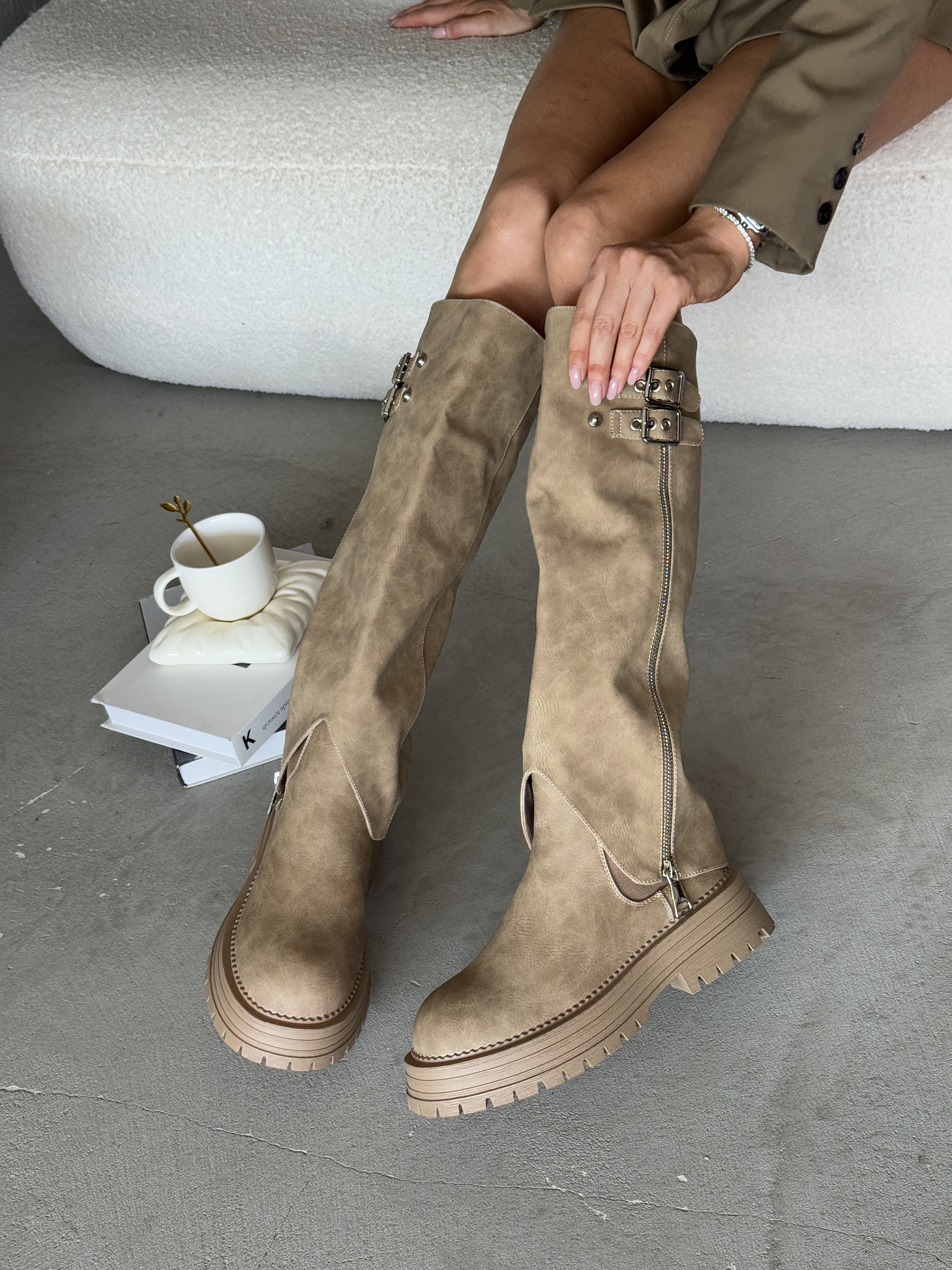 Сапоги женские экозамша