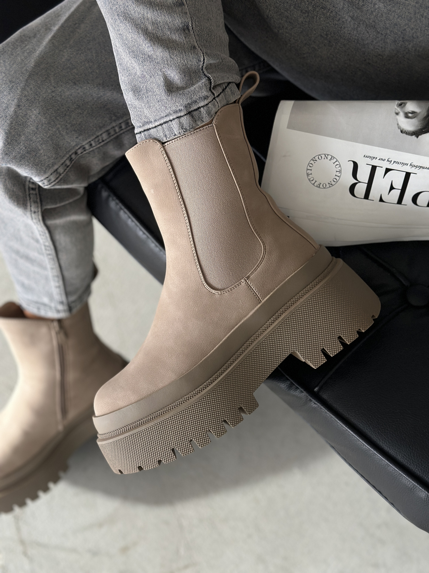 Ботинки женские экозамша шерсть