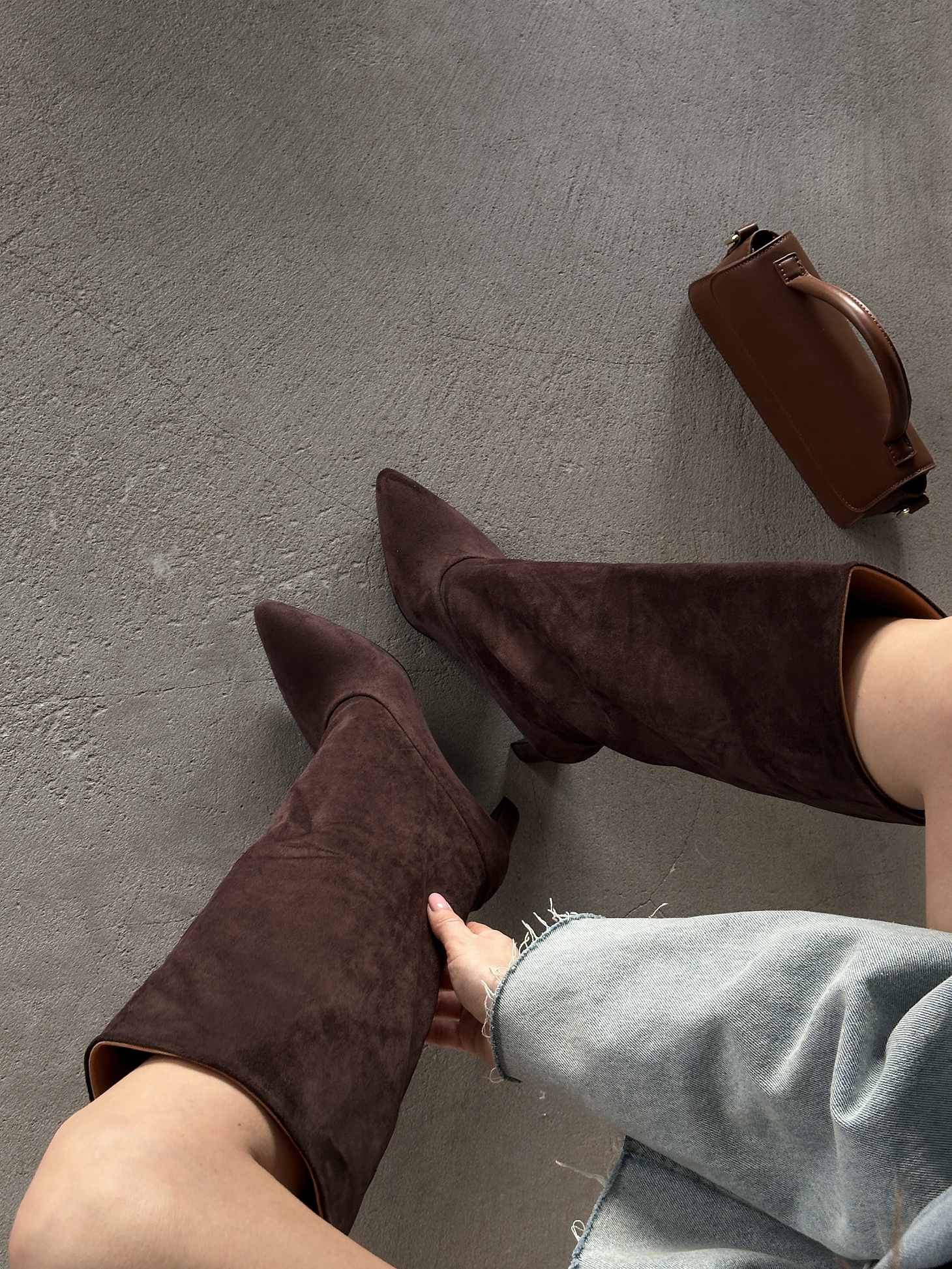 Сапоги женские экозамша