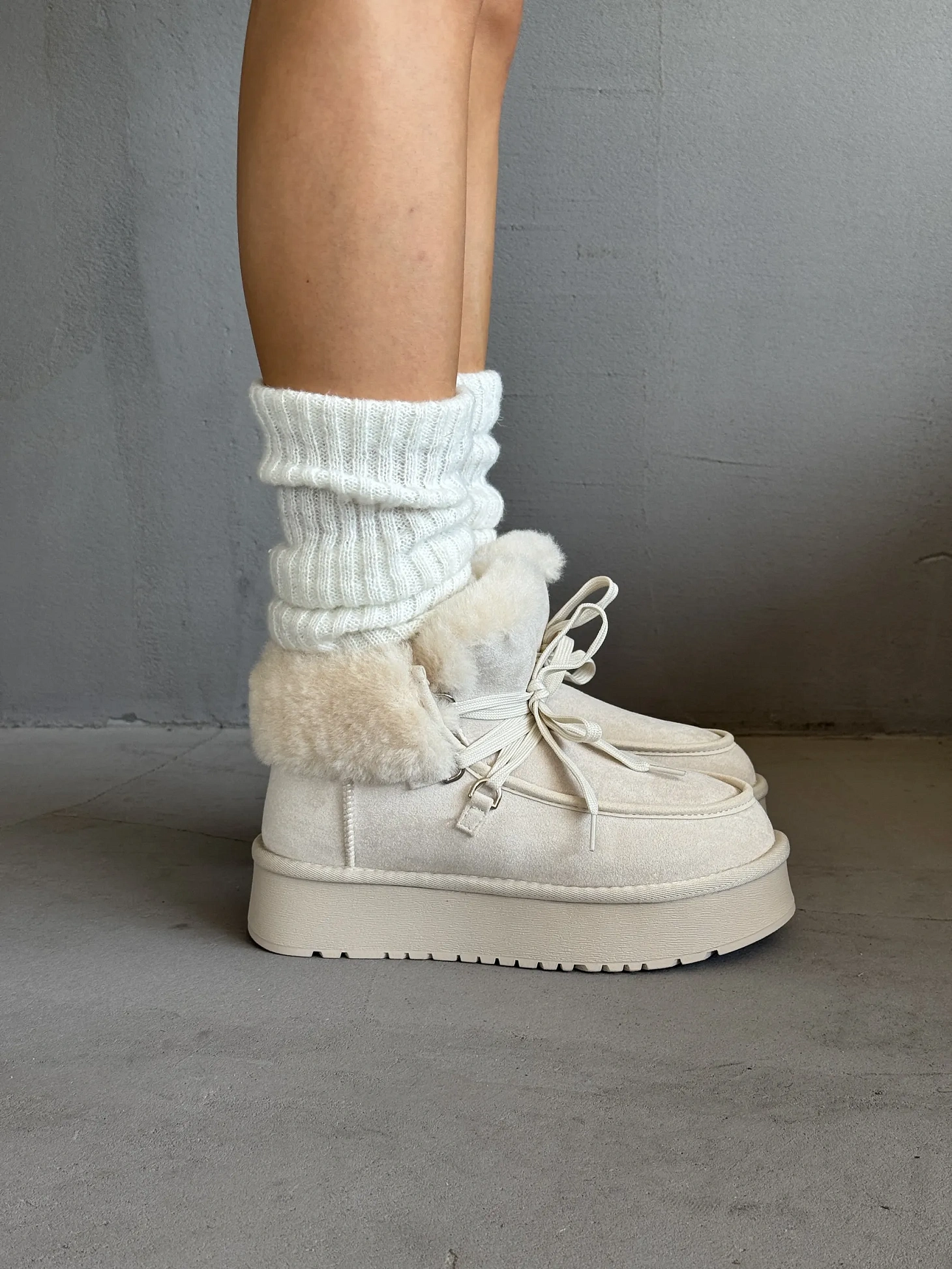 Ботинки женские экозамша шерсть