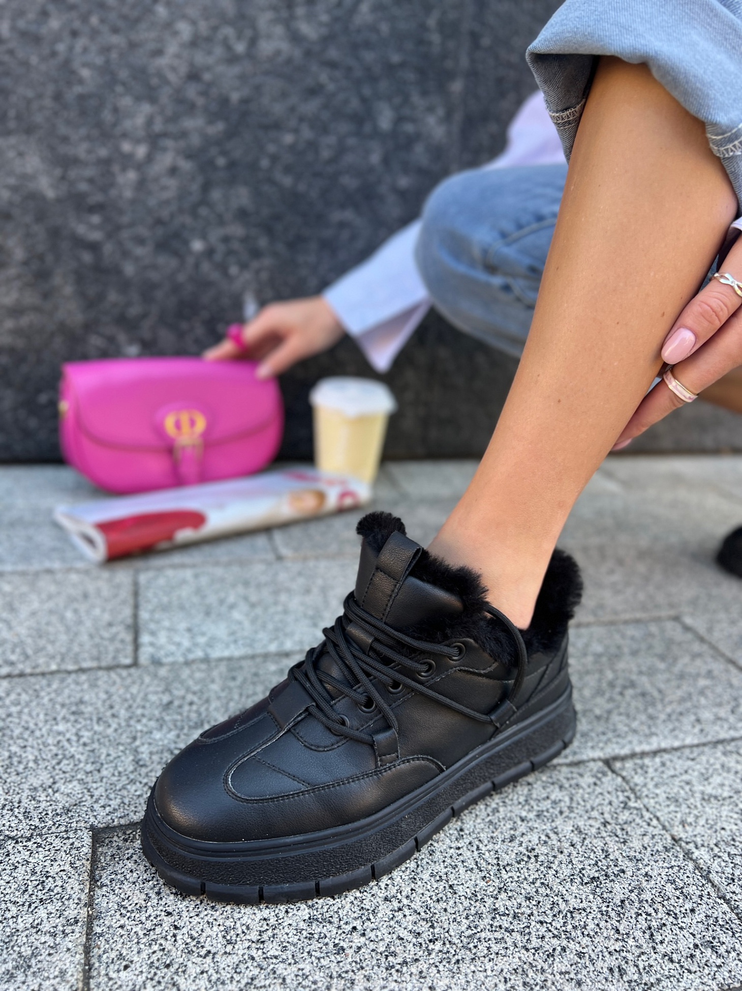 Угги женские кожа шерсть