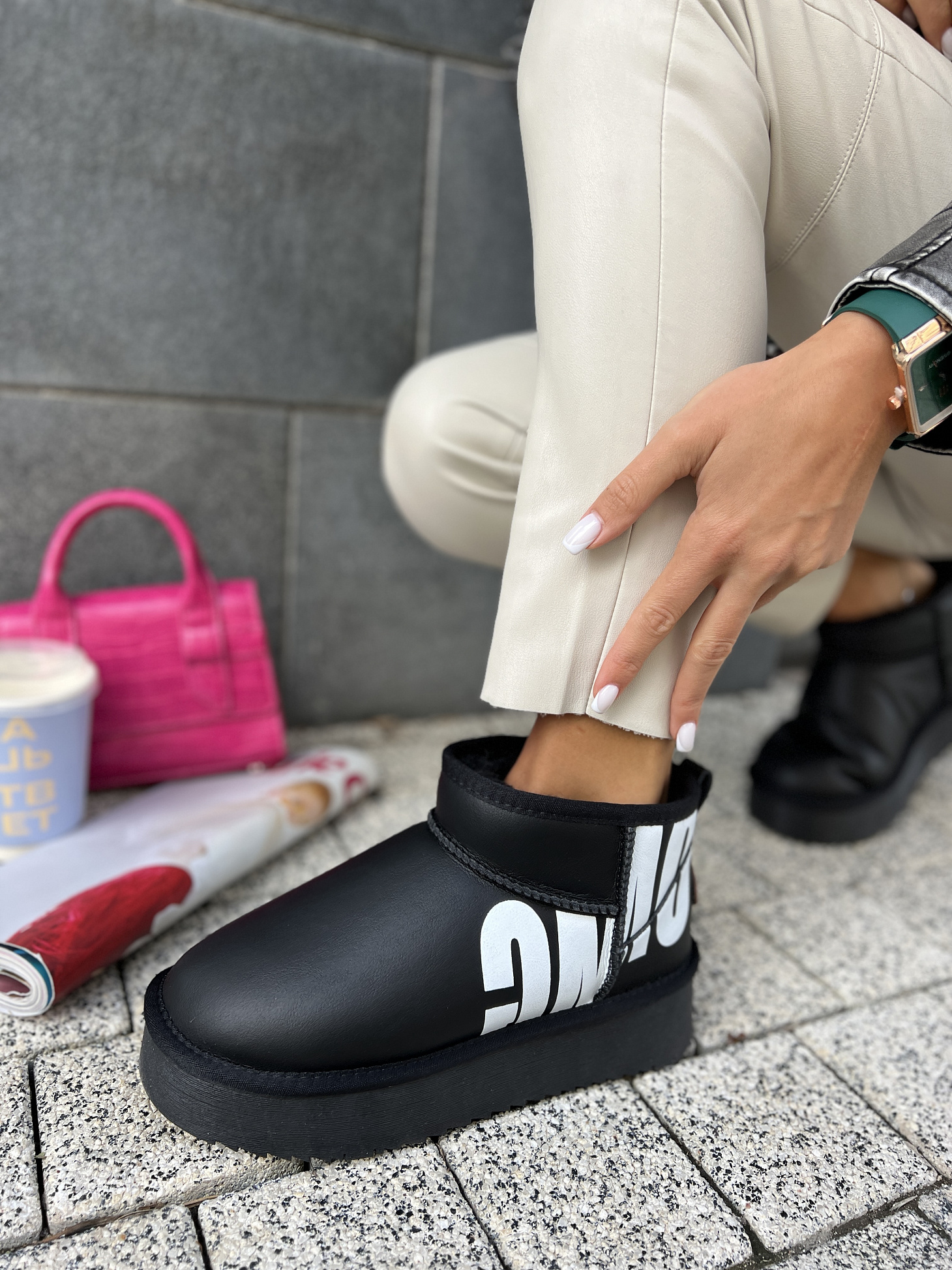 Угги женские кожа шерсть